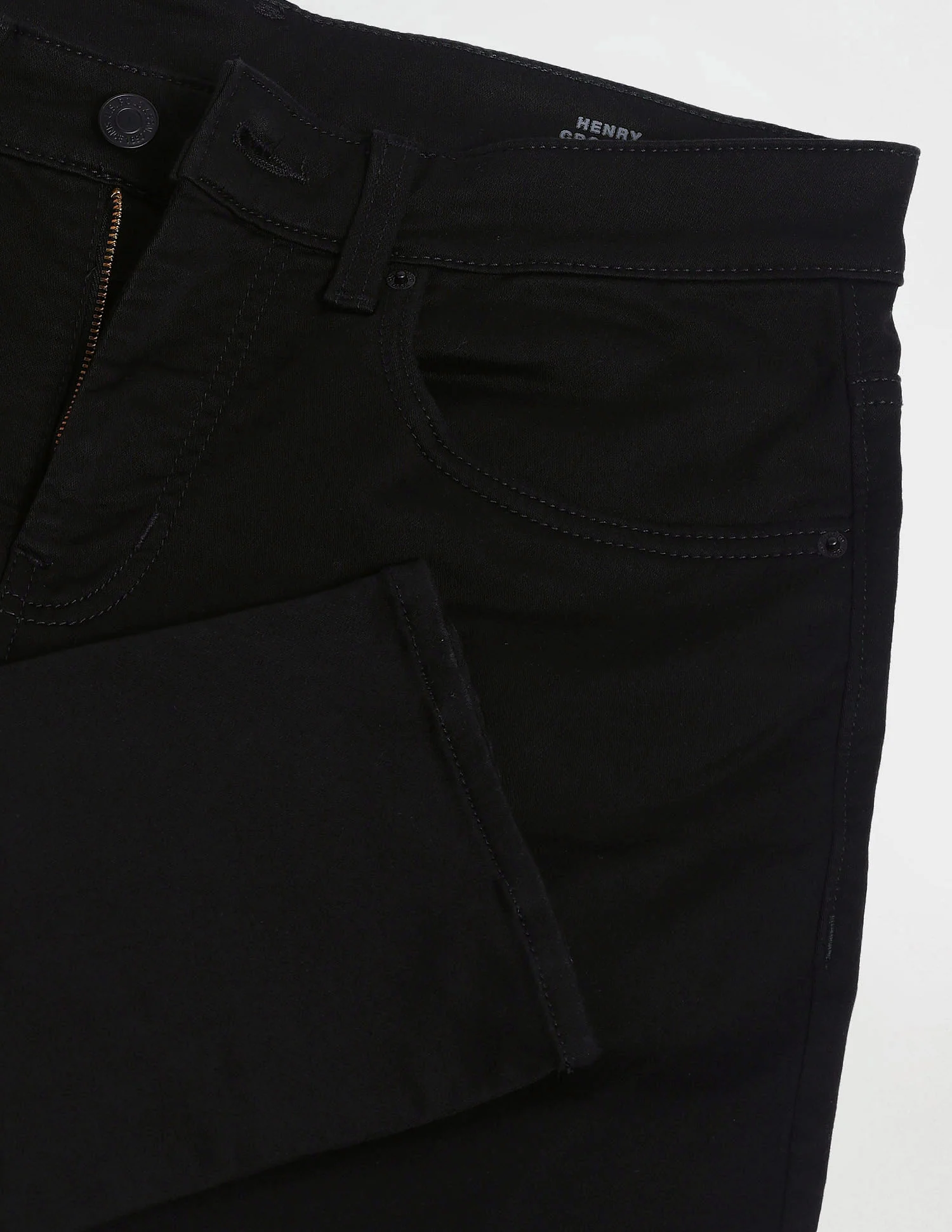Henry Tapered Cropped Fit Black Jeans - Image 2