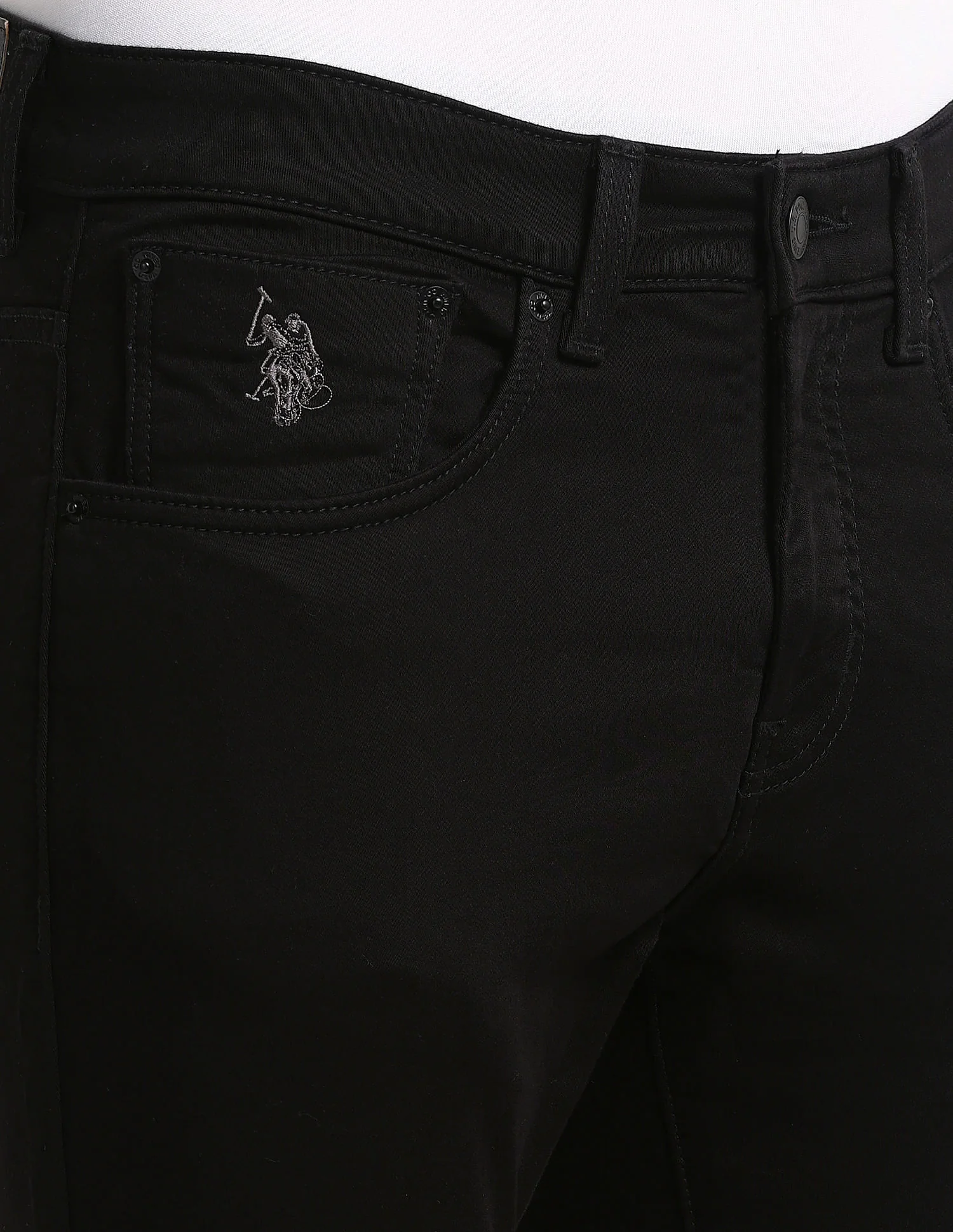 Henry Tapered Cropped Fit Black Jeans - Image 8