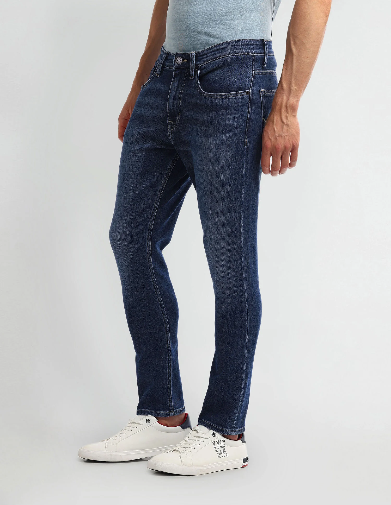 Henry Tapered Cropped Fit Blue Jeans - Image 4