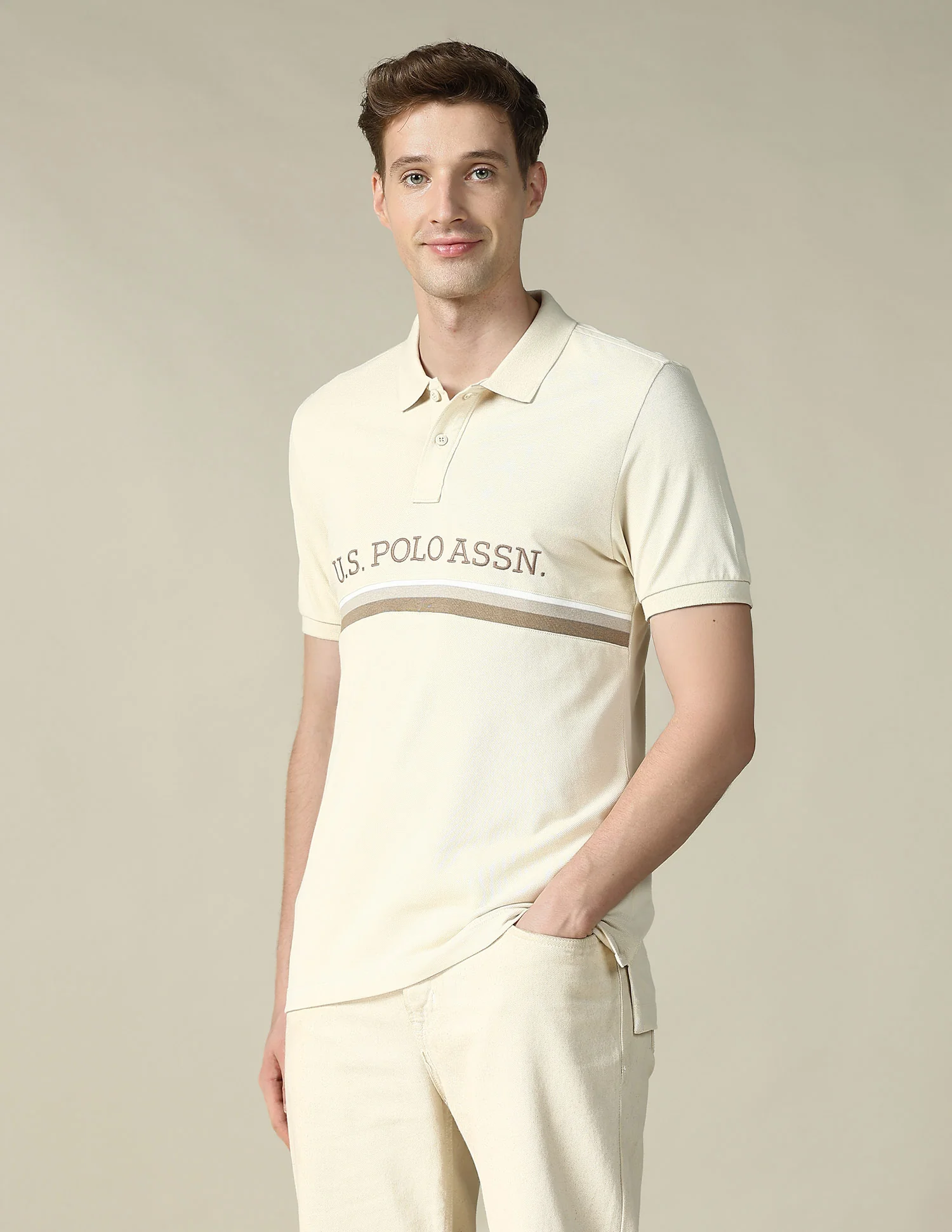 Cut & Sew Brand Embroidered Regular Fit Polo Shirt - Image 4