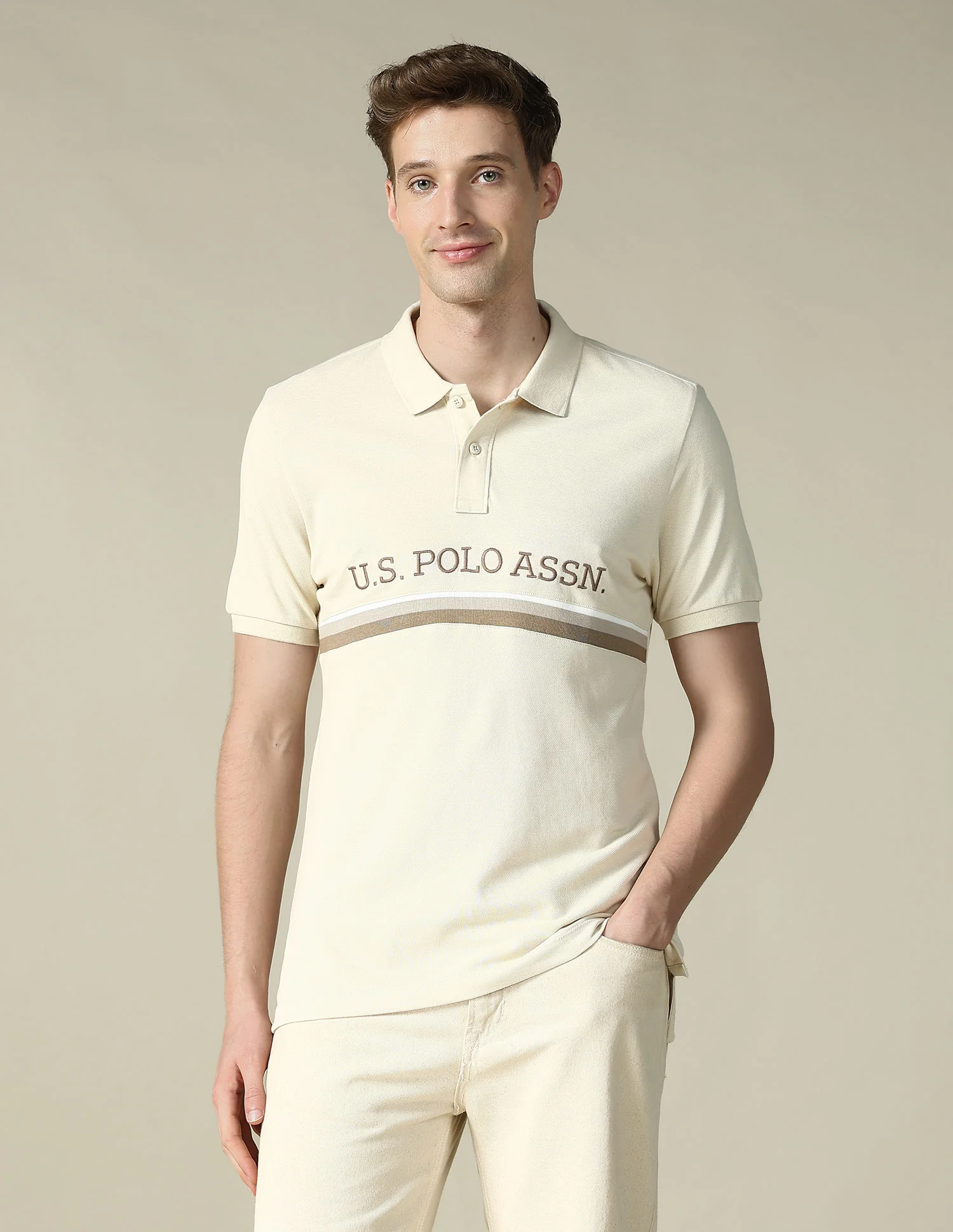 Cut & Sew Brand Embroidered Regular Fit Polo Shirt - Image 6