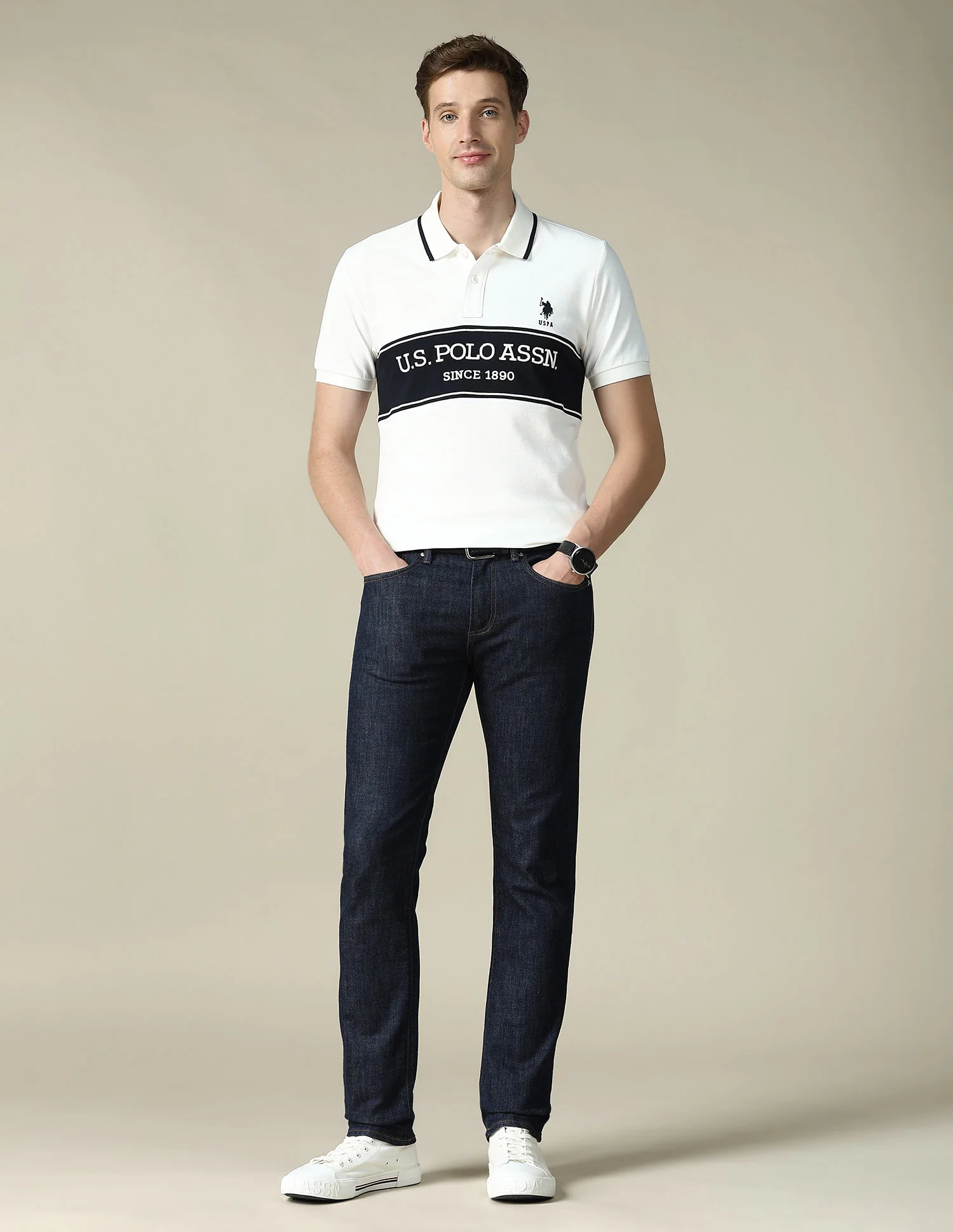 Cut & Sew Brand Embroidered Regular Fit Polo Shirt - Image 3