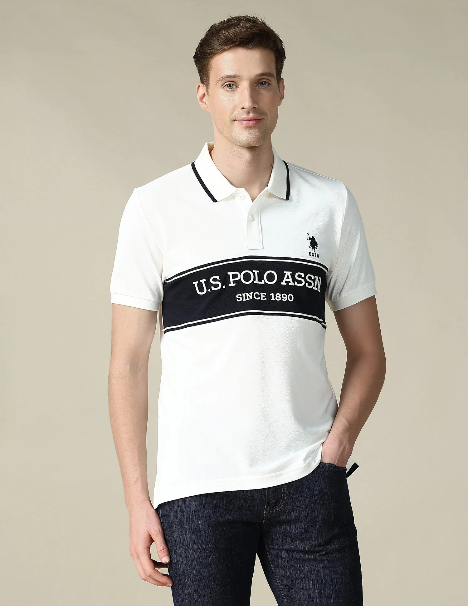 Cut & Sew Brand Embroidered Regular Fit Polo Shirt - Image 6