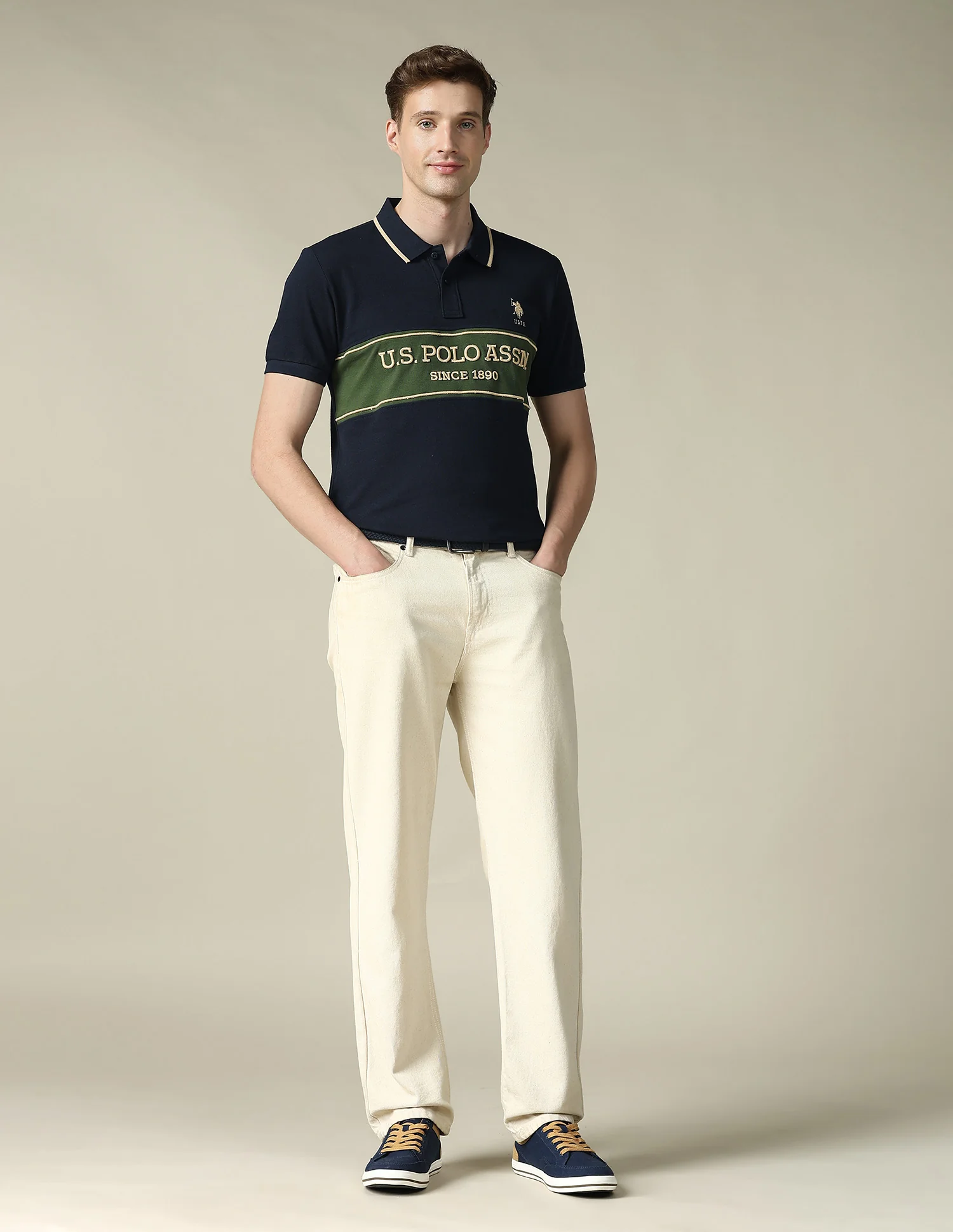 Cut & Sew Brand Embroidered Regular Fit Polo Shirt - Image 3