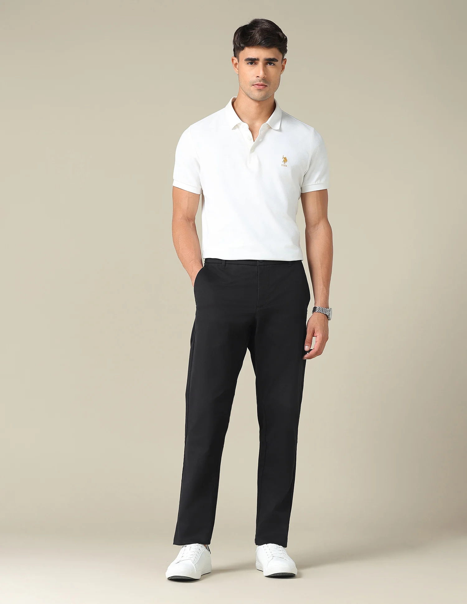 Denver Slim Fit Dobby Trousers - Image 3