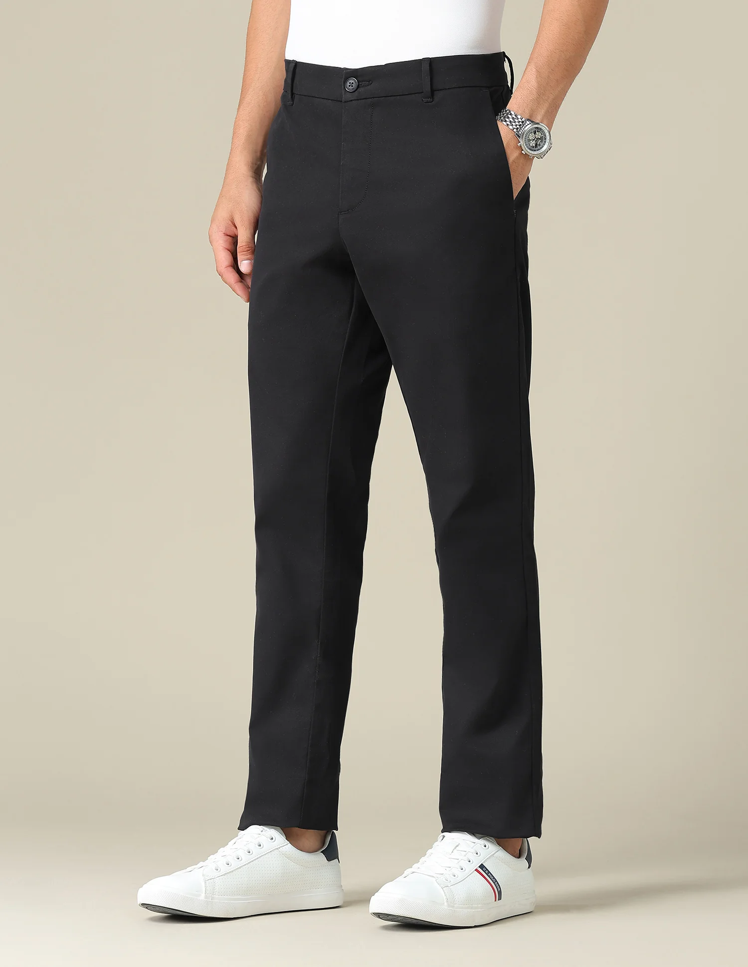 Denver Slim Fit Dobby Trousers - Image 4