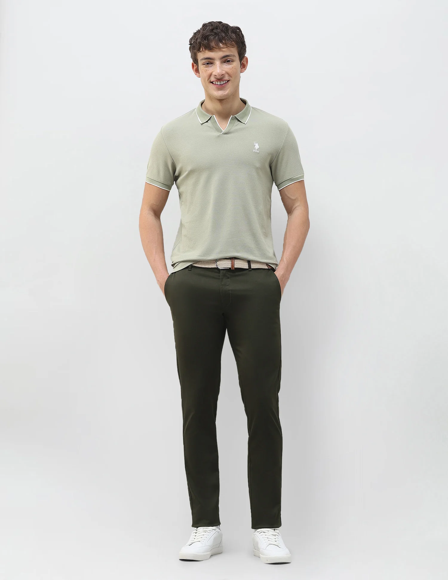 Denver Slim Fit Dobby Trousers - Image 3