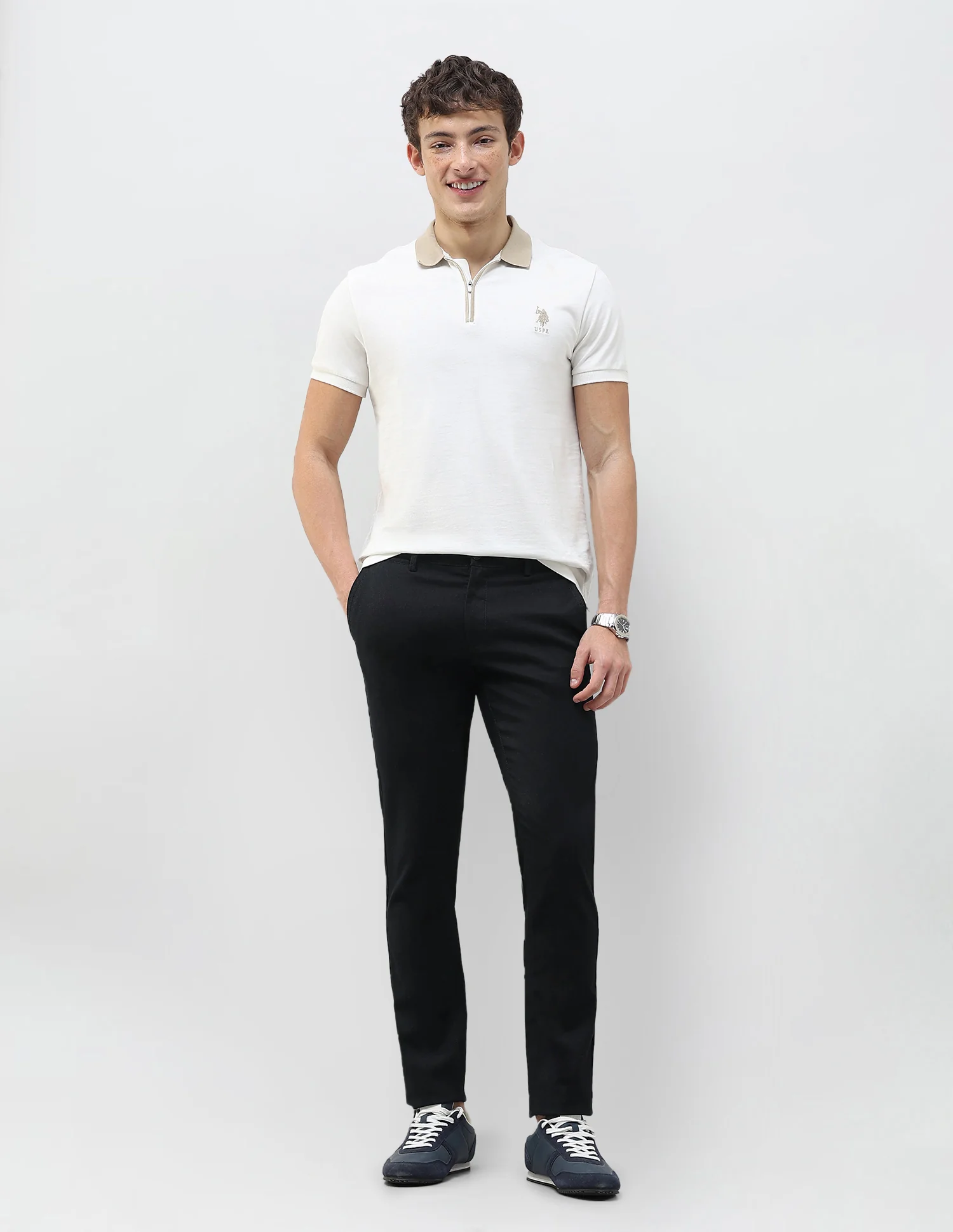 Denver Slim Fit Dobby Trousers - Image 3