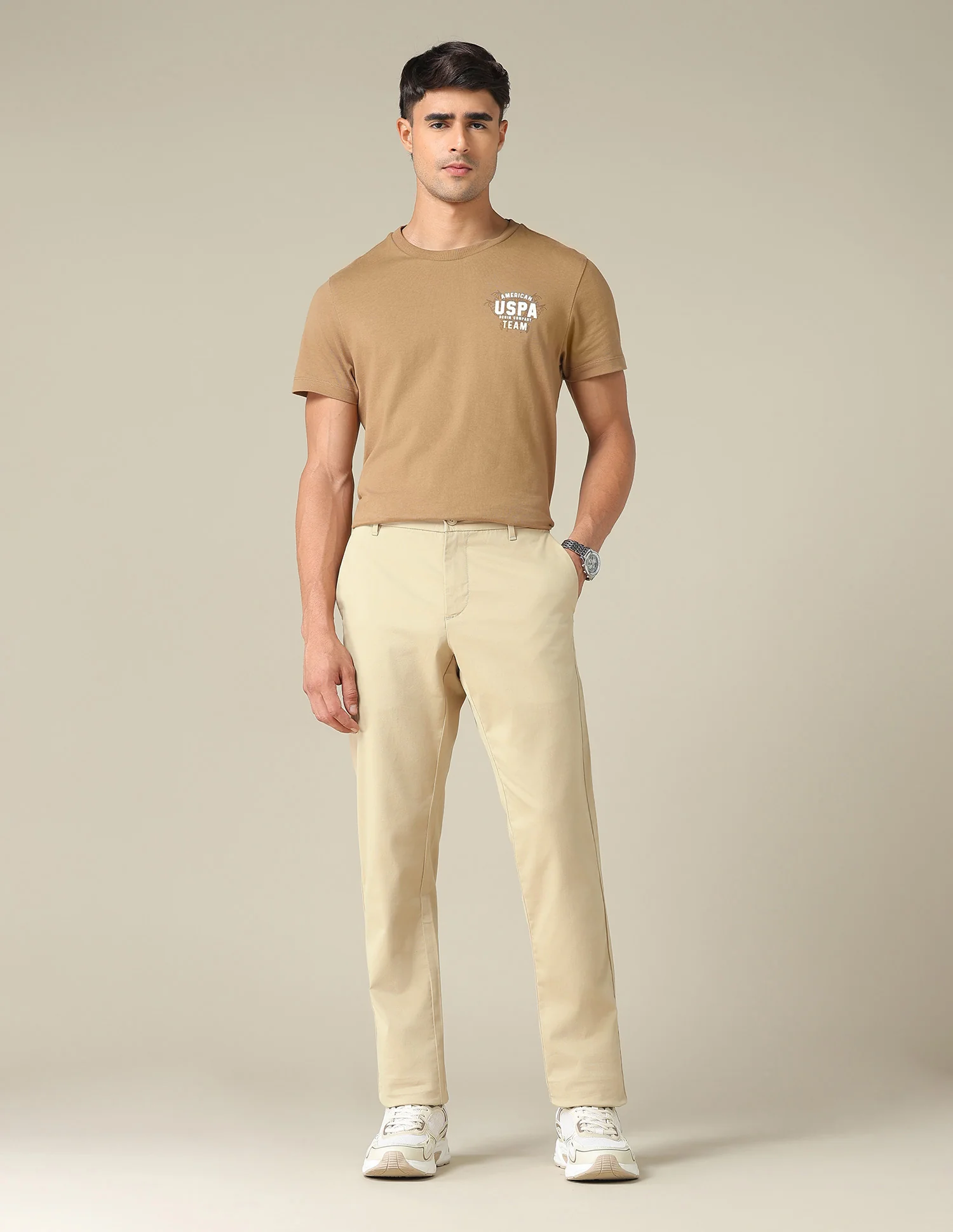 Denver Slim Fit Dobby Trousers - Image 3
