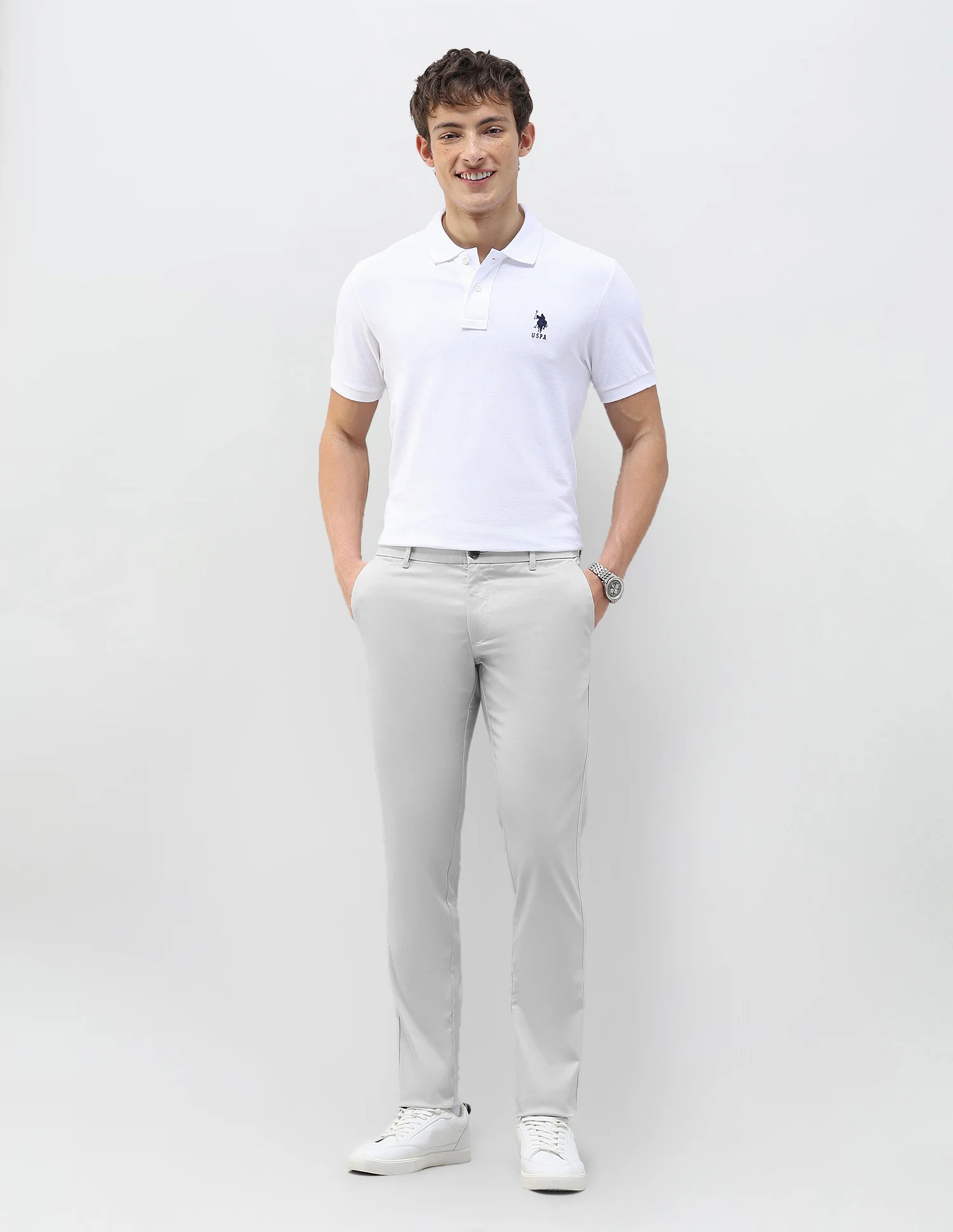 Denver Slim Fit Dobby Trousers - Image 3