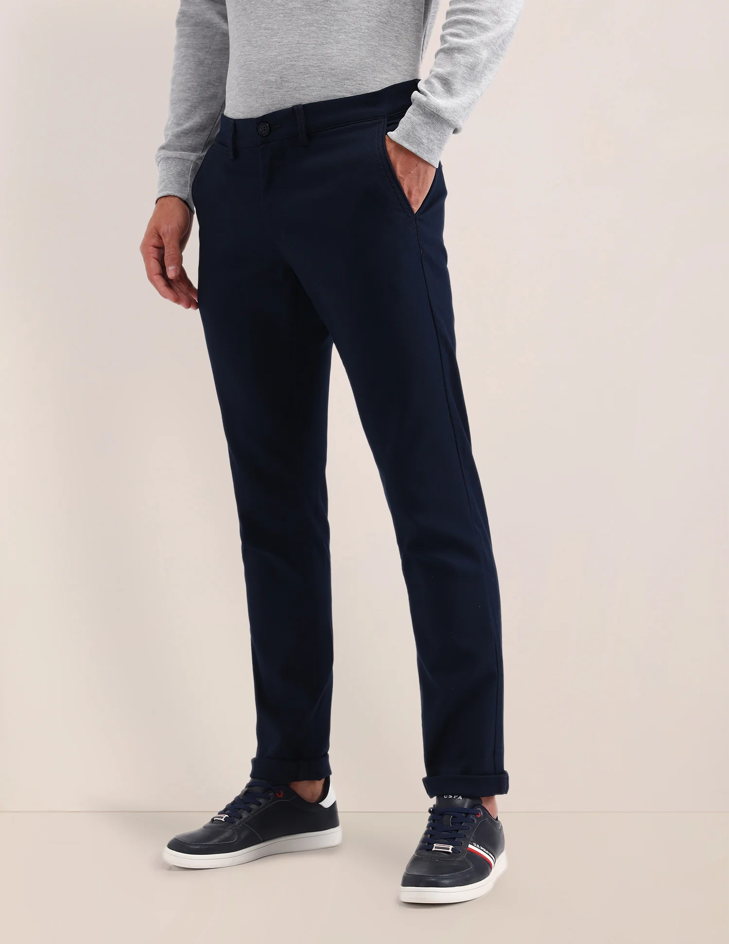Denver Slim Fit Solid Trousers - Image 4