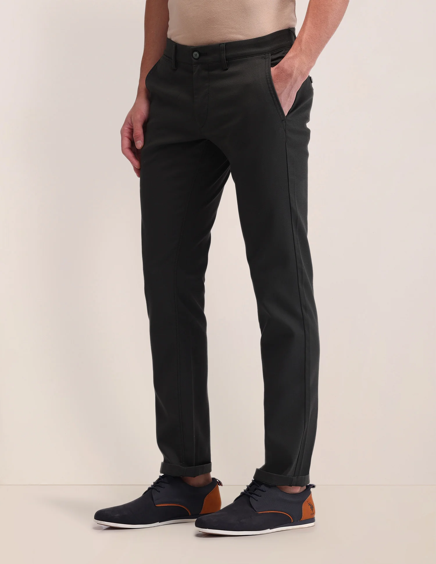 Denver Slim Fit Solid Trousers - Image 4