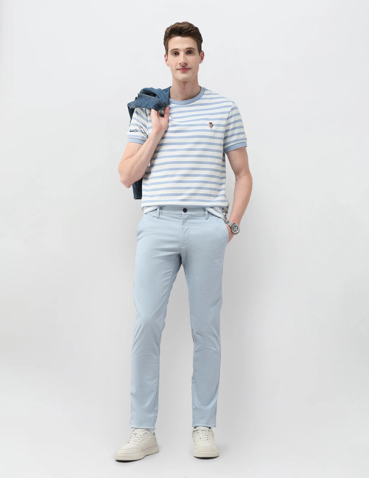 Denver Slim Fit Textured Trousers - Image 3