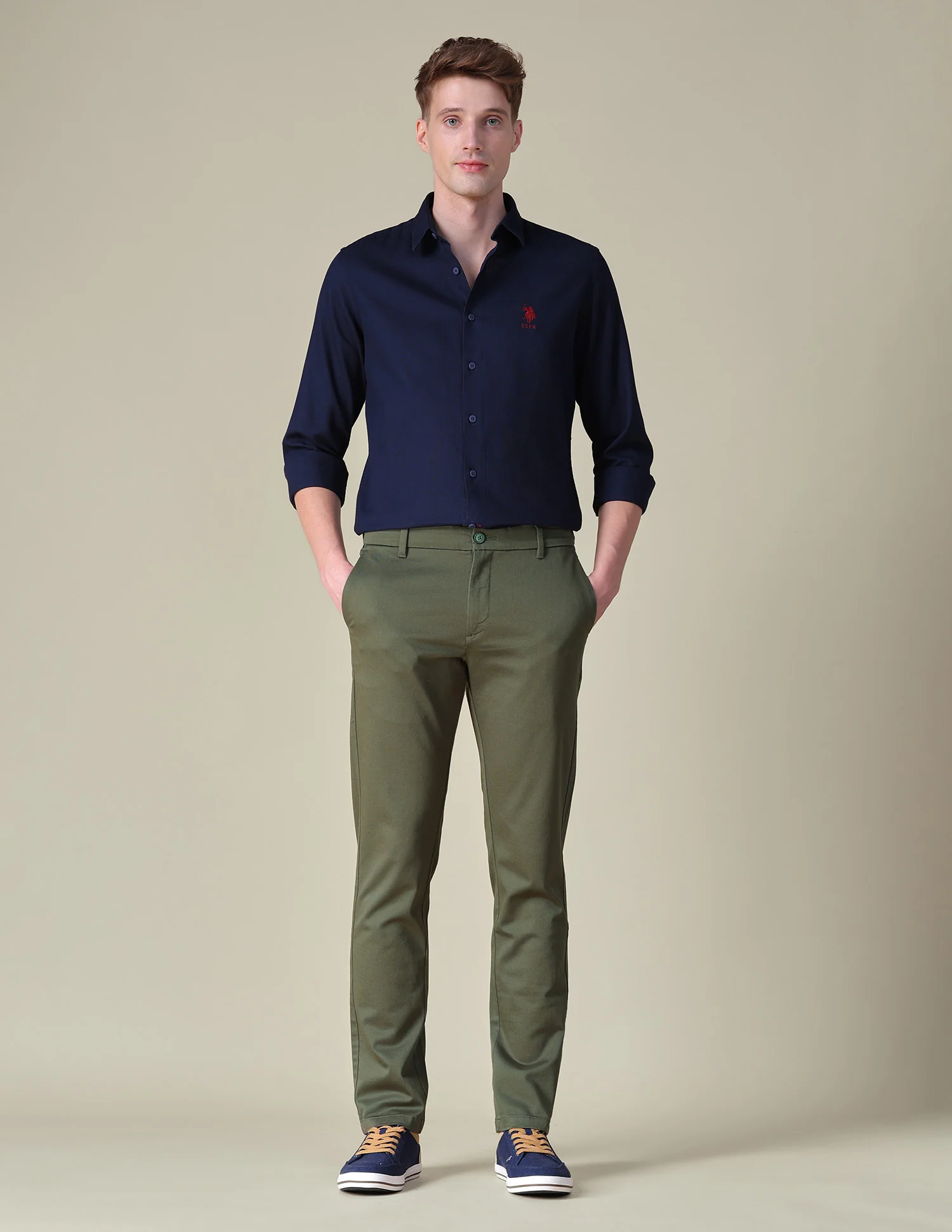Denver Slim Fit Textured Trousers - Image 3