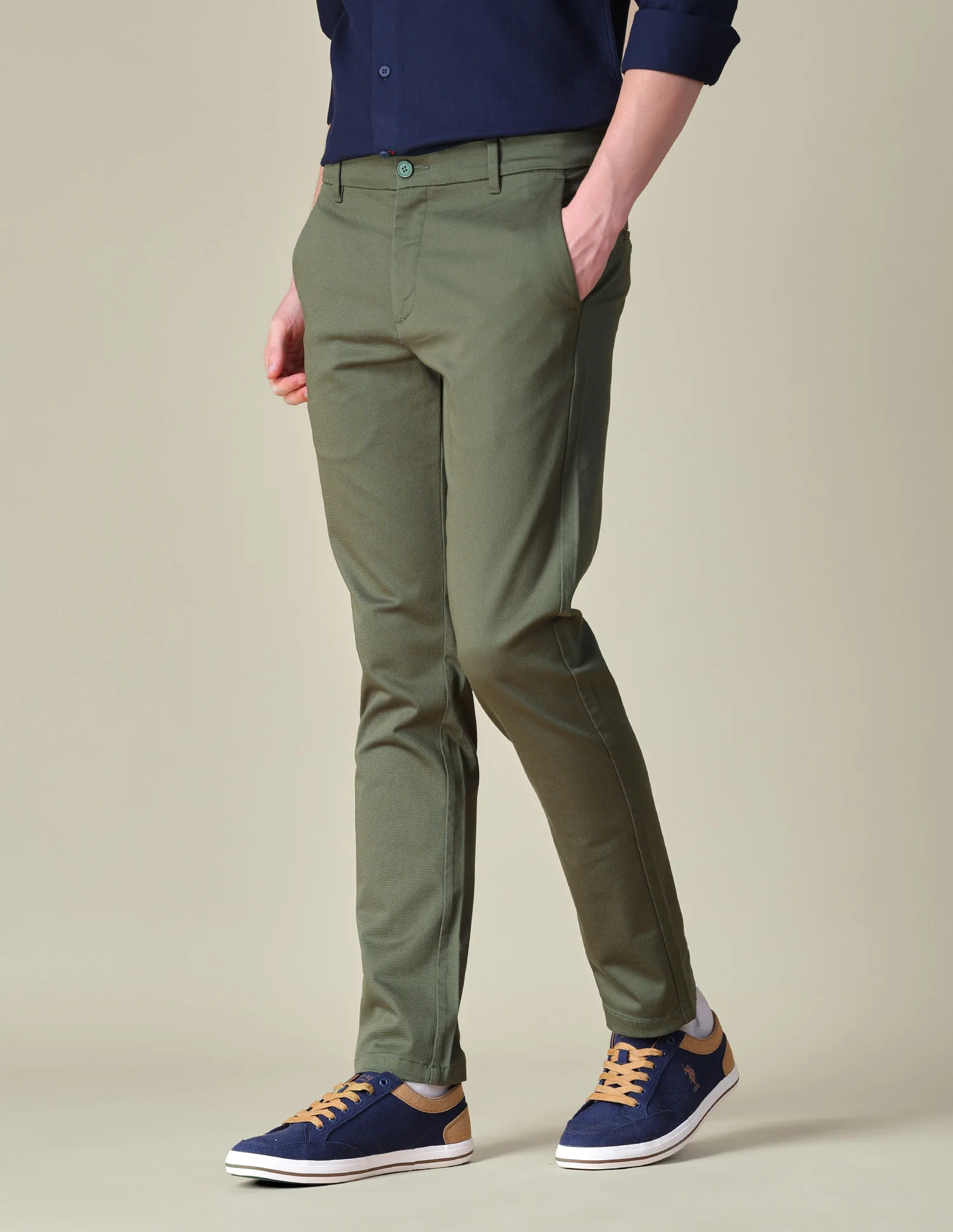 Denver Slim Fit Textured Trousers - Image 4