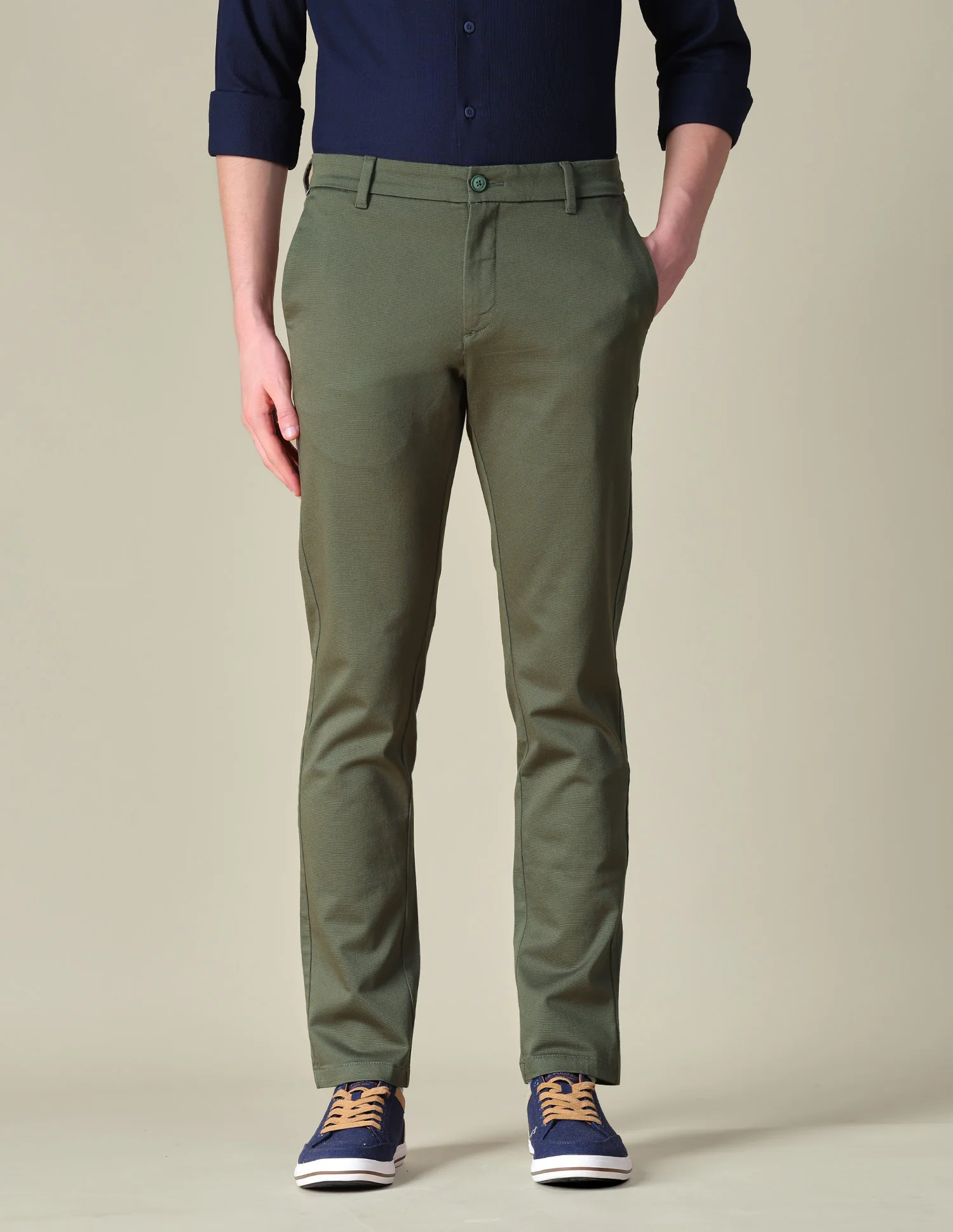 Denver Slim Fit Textured Trousers - Image 6
