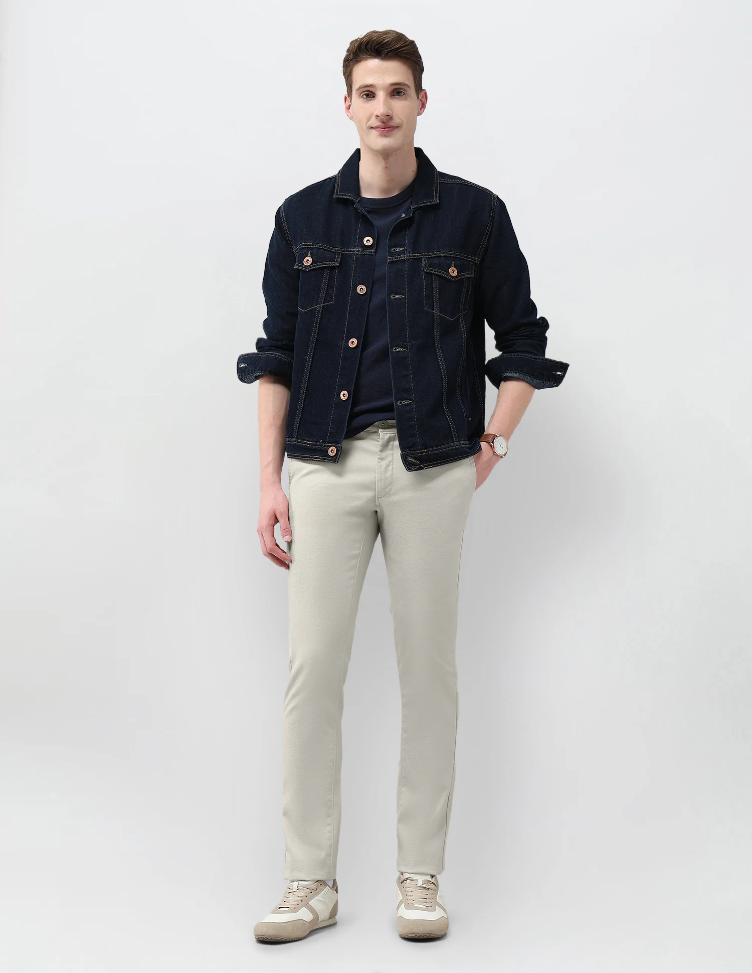 Denver Slim Fit Textured Trousers - Image 3