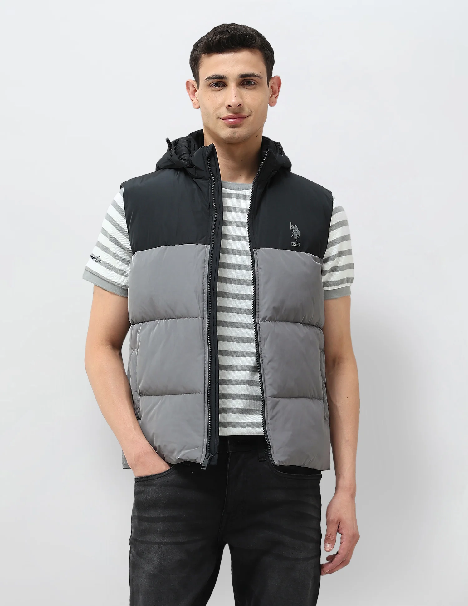 Detachable Hood Colour Blocked Jacket