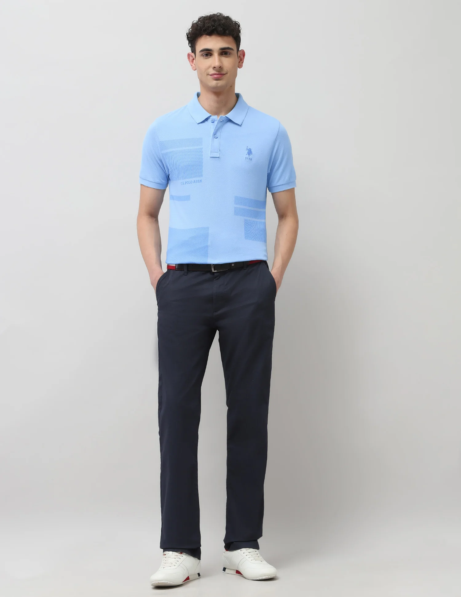 Diagonal Striped Slim Fit Polo Shirt - Image 3