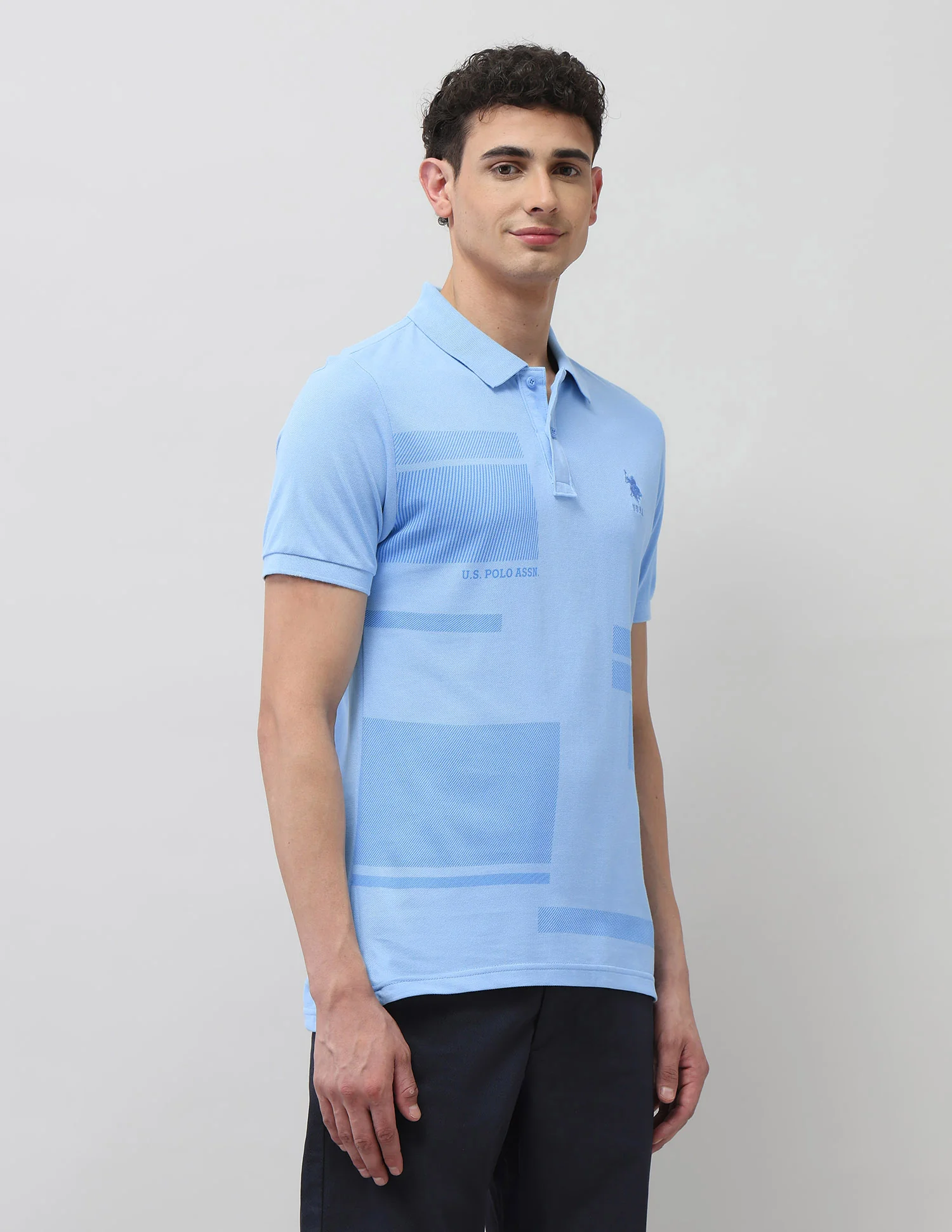 Diagonal Striped Slim Fit Polo Shirt - Image 4