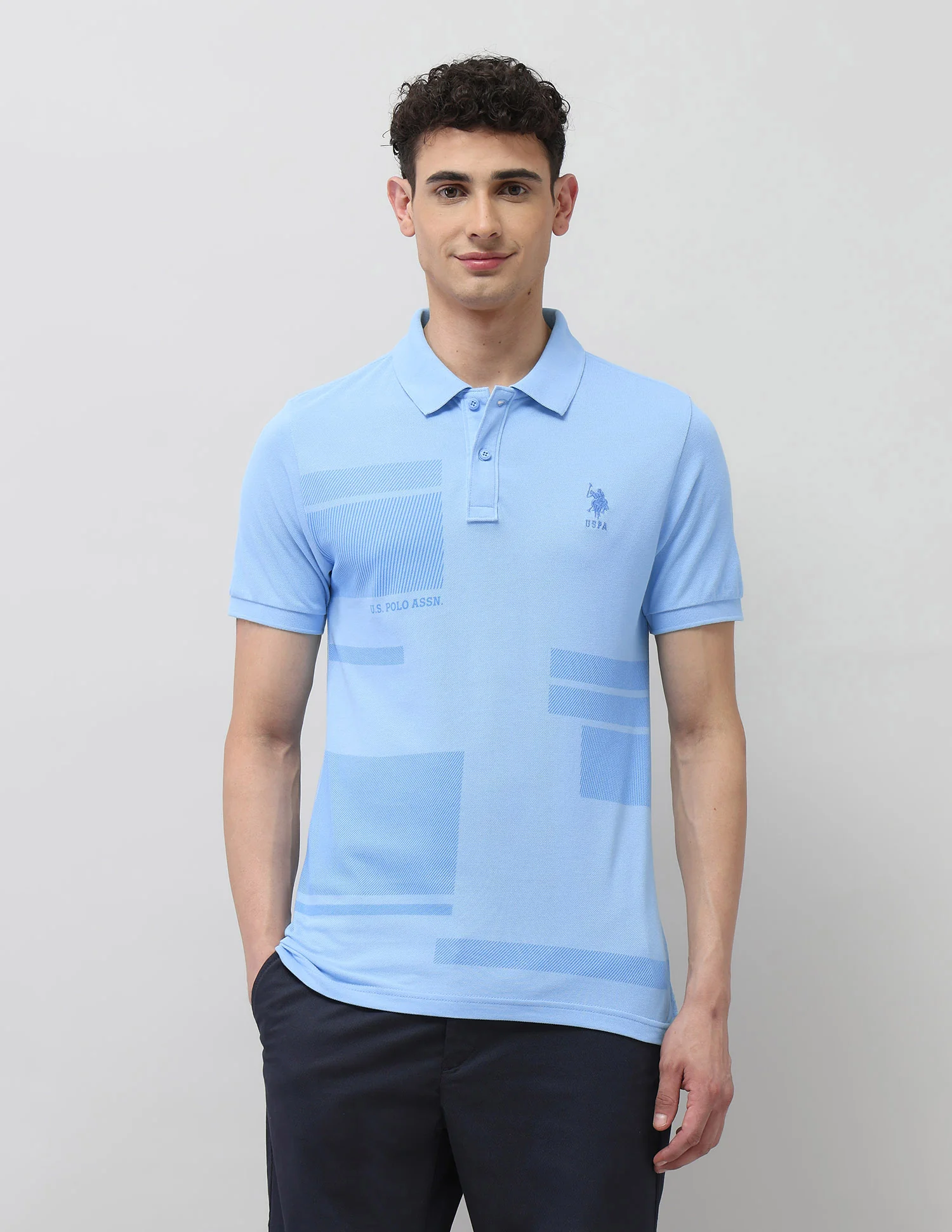 Diagonal Striped Slim Fit Polo Shirt - Image 6