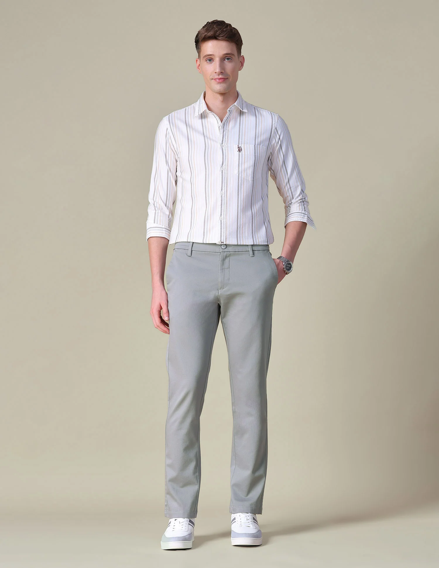 Dobby Denver Slim Fit Trousers - Image 3