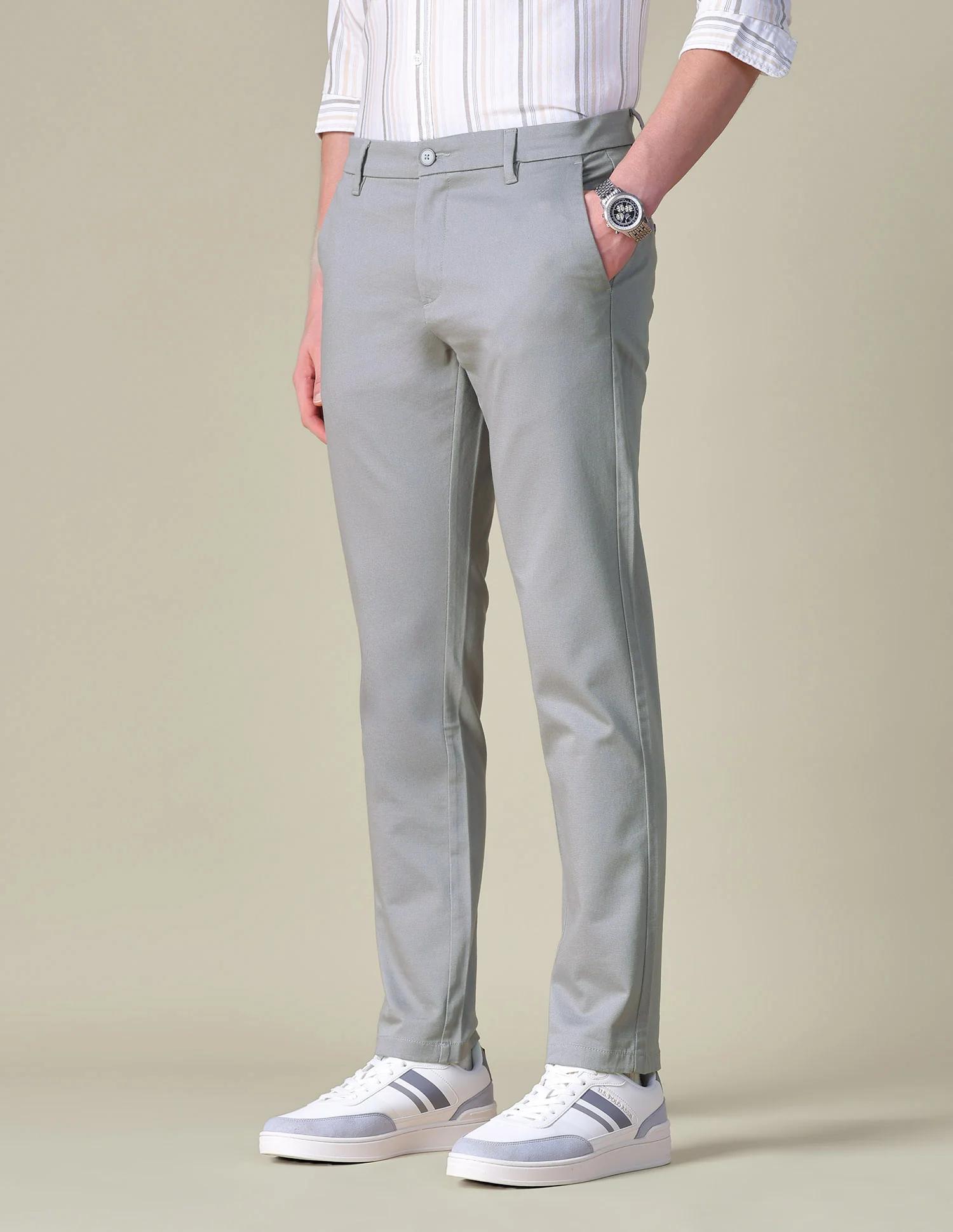 Dobby Denver Slim Fit Trousers - Image 4