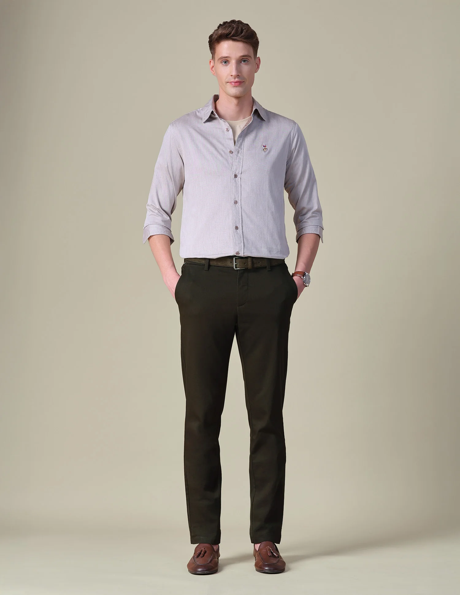 Dobby Denver Slim Fit Trousers - Image 3
