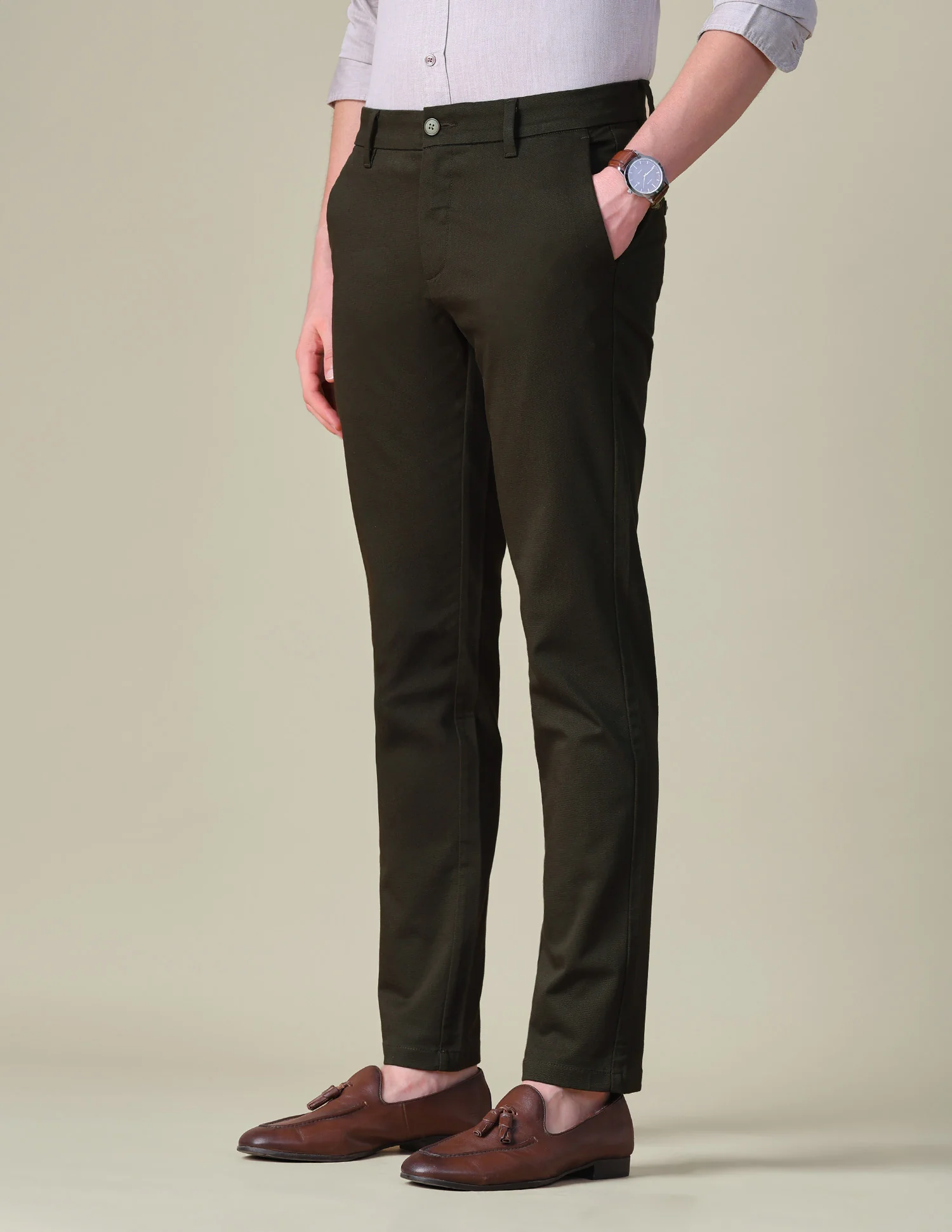 Dobby Denver Slim Fit Trousers - Image 4