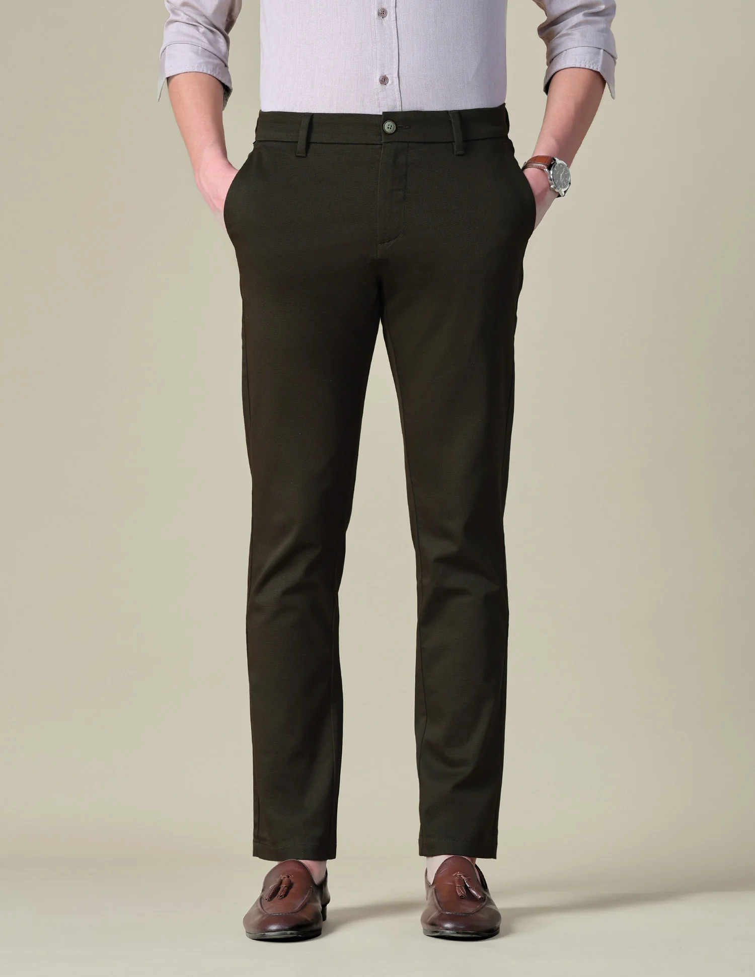 Dobby Denver Slim Fit Trousers - Image 6