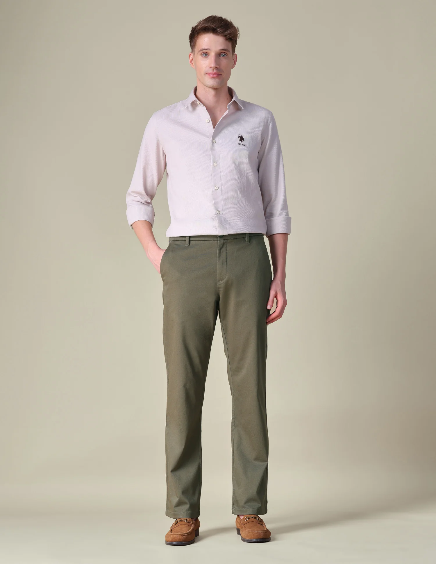 Dobby Riley Straight Fit Trousers - Image 3