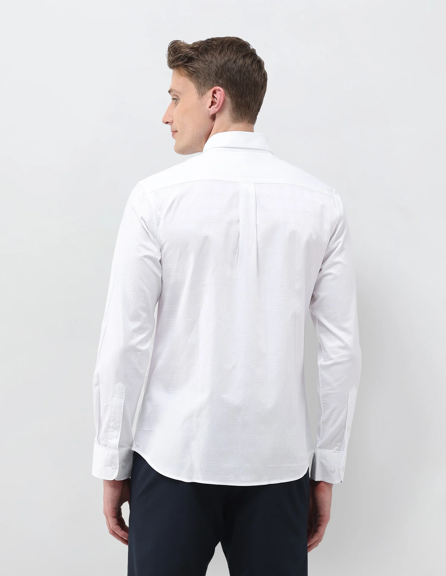 Dobby Self Design Grid Tattersall Checked Shirt - Image 5