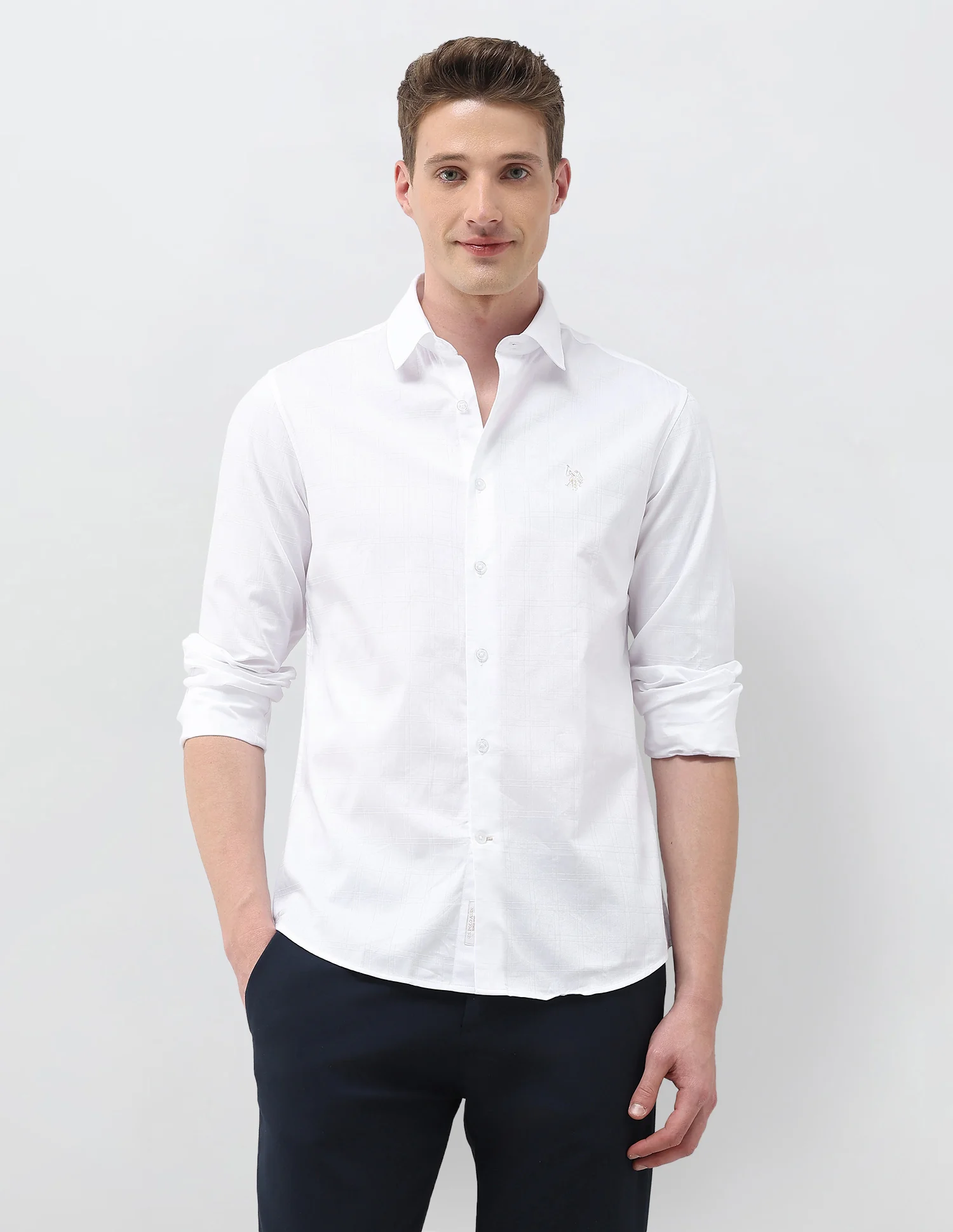 Dobby Self Design Grid Tattersall Checked Shirt - Image 6