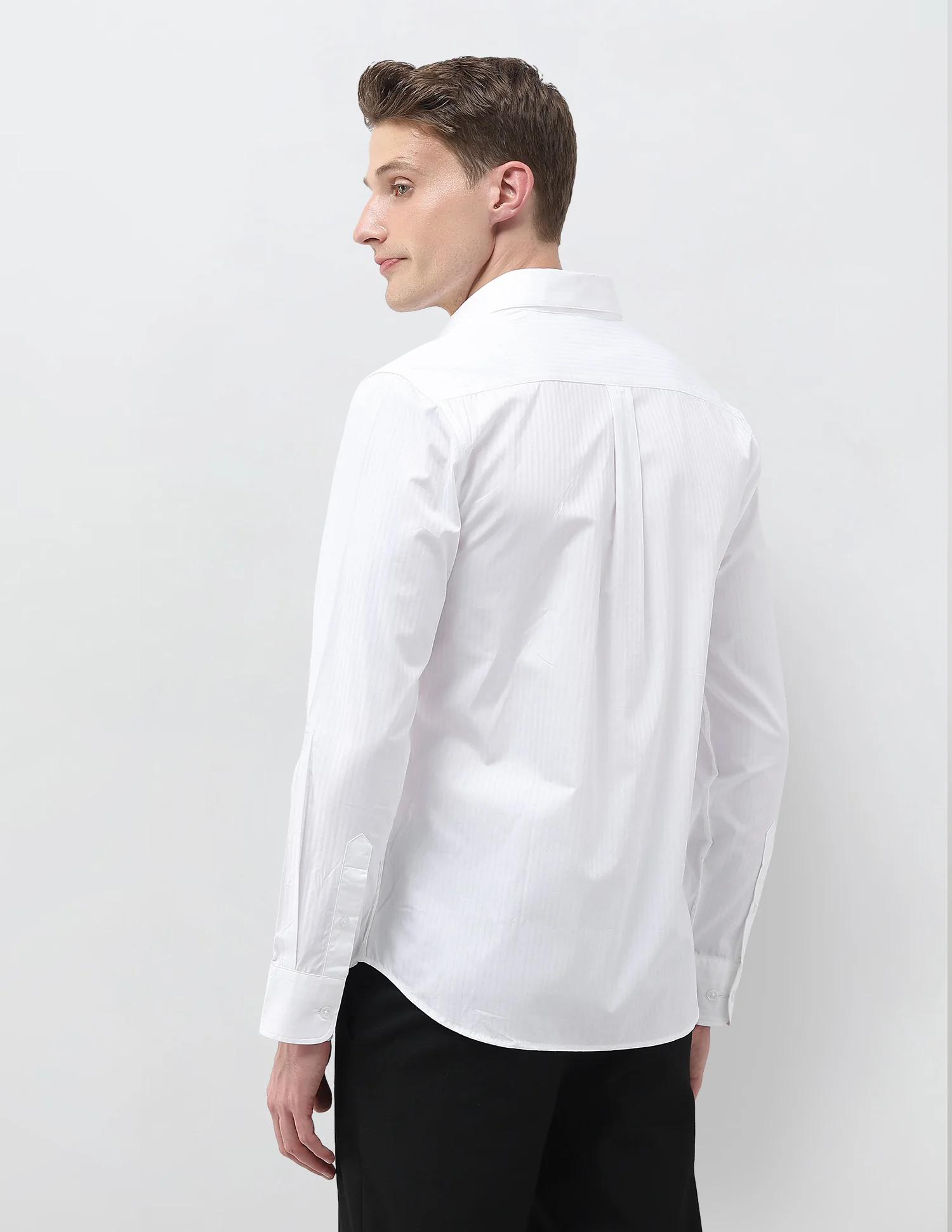 Dobby Self Design Vertical Striped Shirt - Image 5