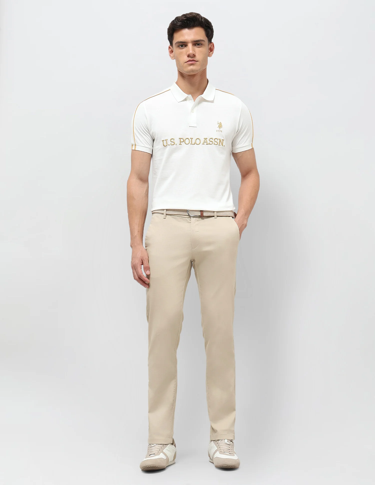 Dobby Weave Slim Fit Trousers - Image 3