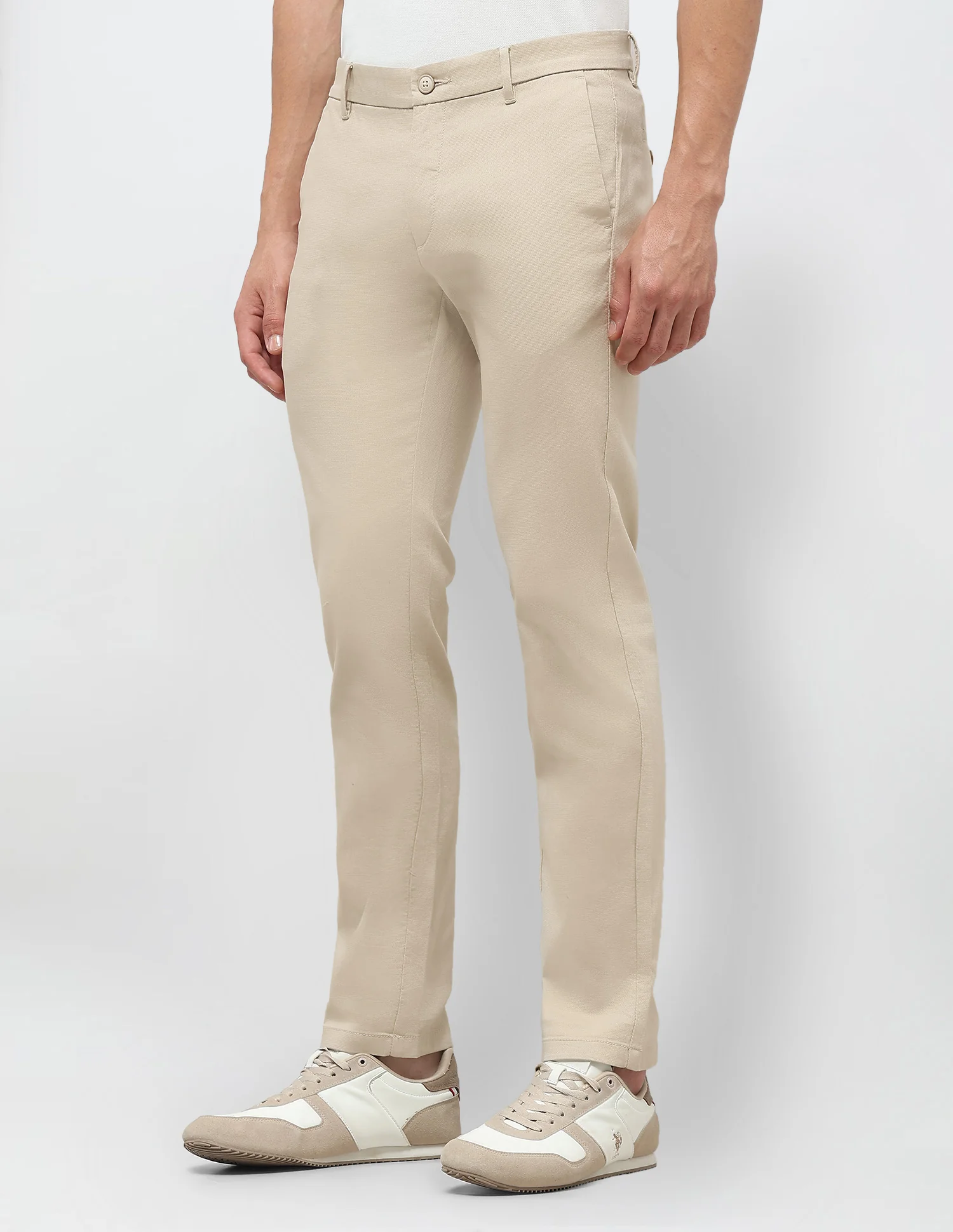 Dobby Weave Slim Fit Trousers - Image 4