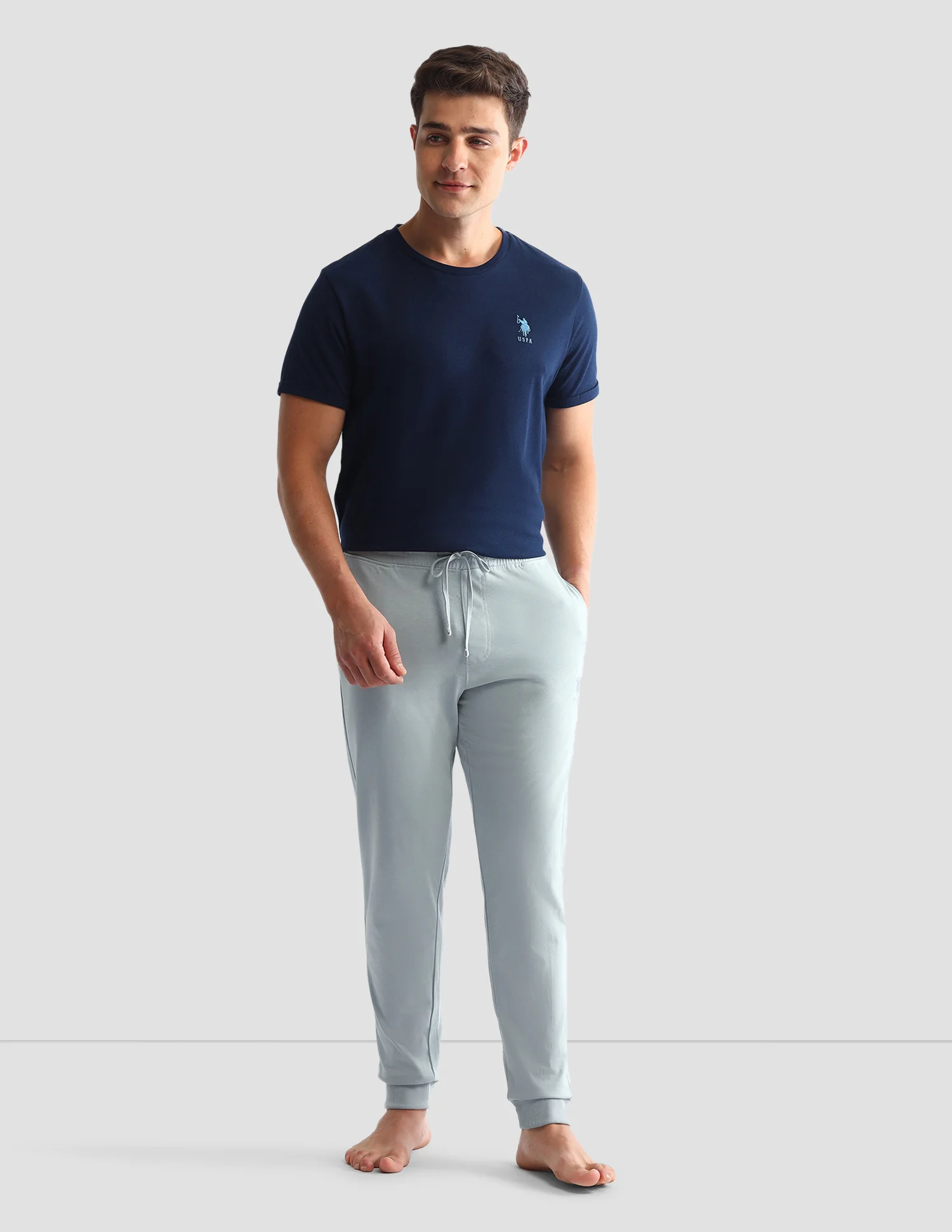 Drawstring Waist Mid-Rise Solid OJ007 Joggers - Image 3