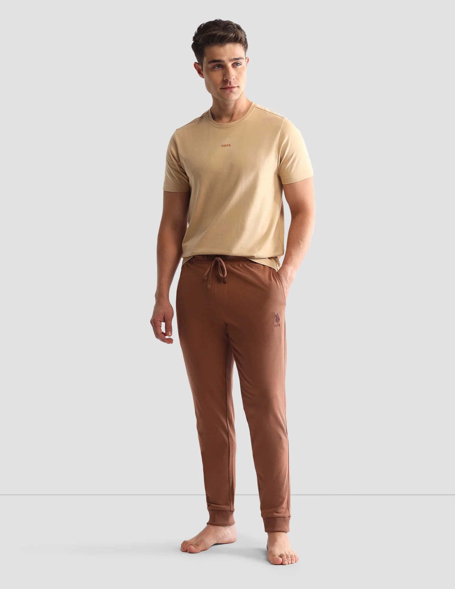 Drawstring Waist Mid-Rise Solid OJ007 Joggers - Image 3