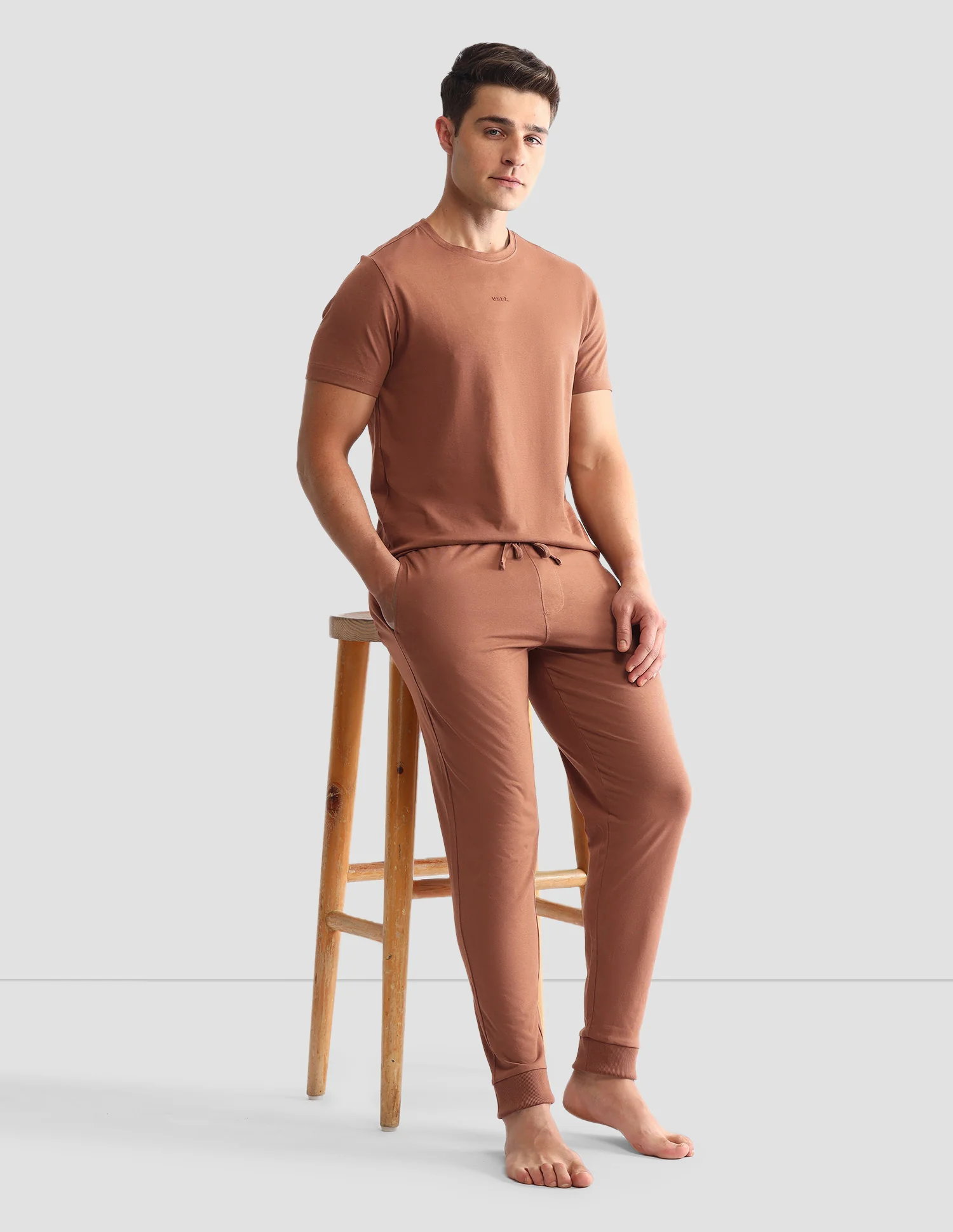 Drawstring Waist Mid-Rise Solid OJ007 Joggers - Image 4