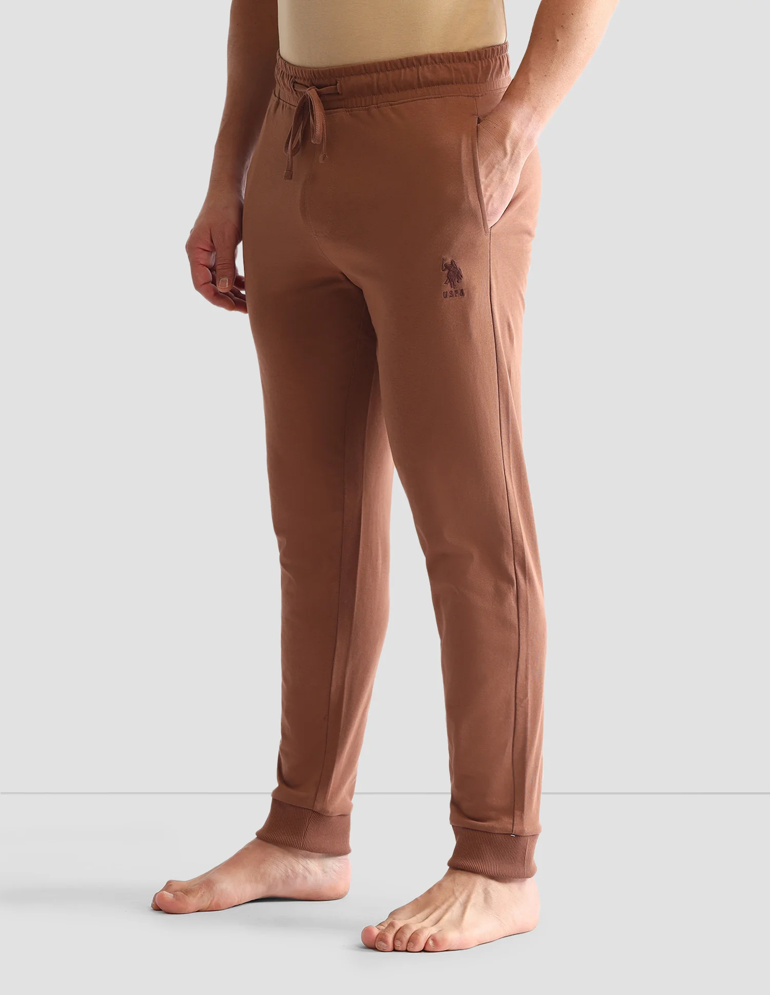 Drawstring Waist Mid-Rise Solid OJ007 Joggers - Image 5