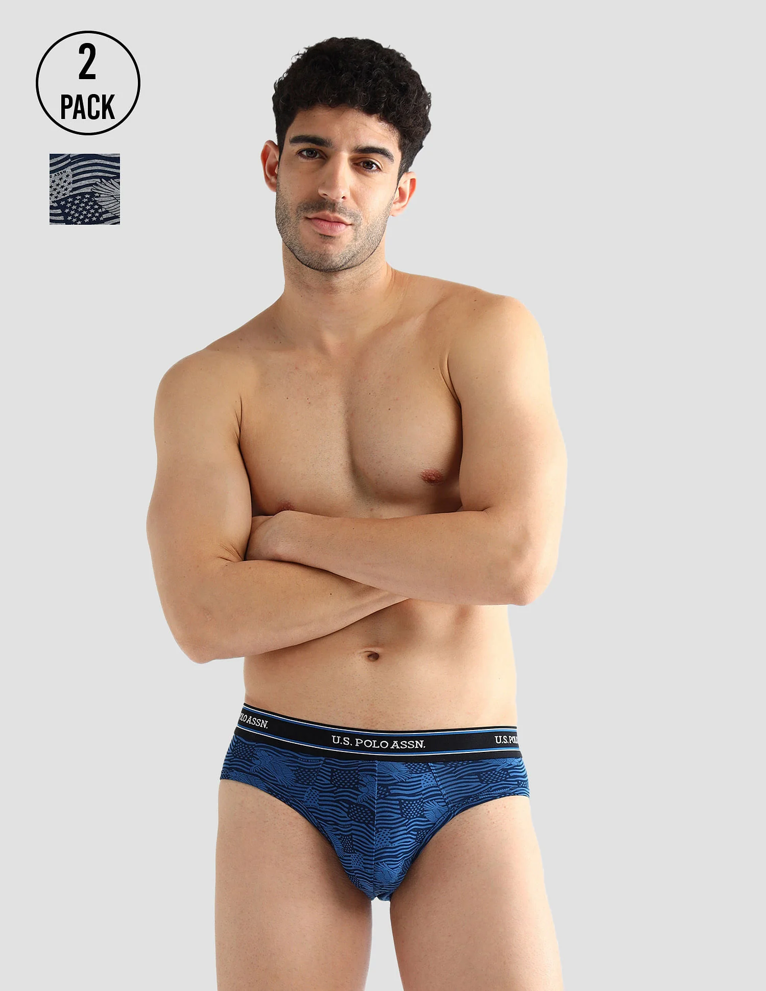 Elasticized Waist Printed I615 Briefs - Pack Of 2