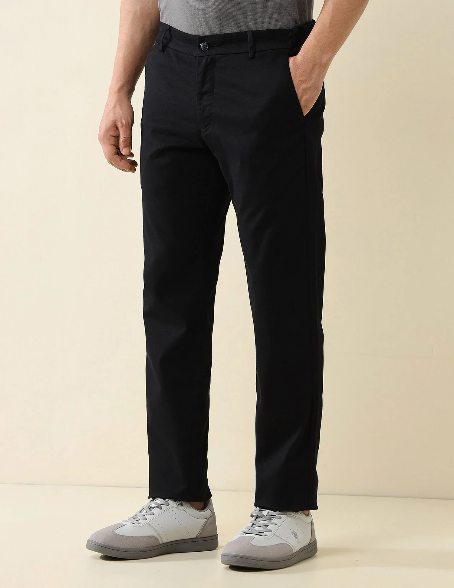Elasticized Waist Slim Fit Trousers - Image 4