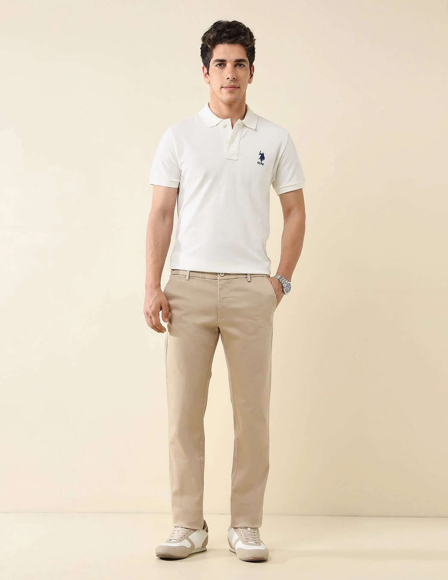 Elasticized Waist Slim Fit Trousers - Image 3