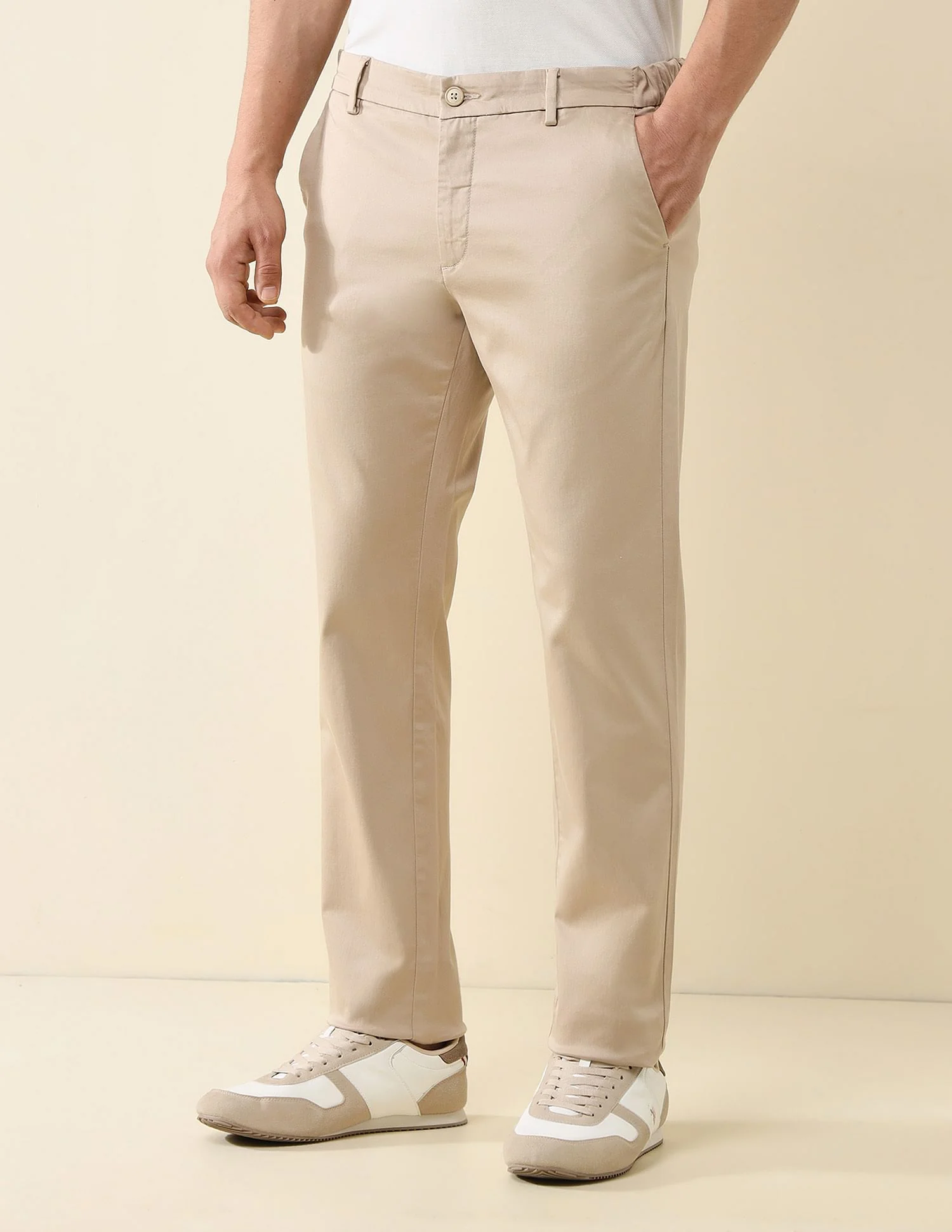 Elasticized Waist Slim Fit Trousers - Image 4