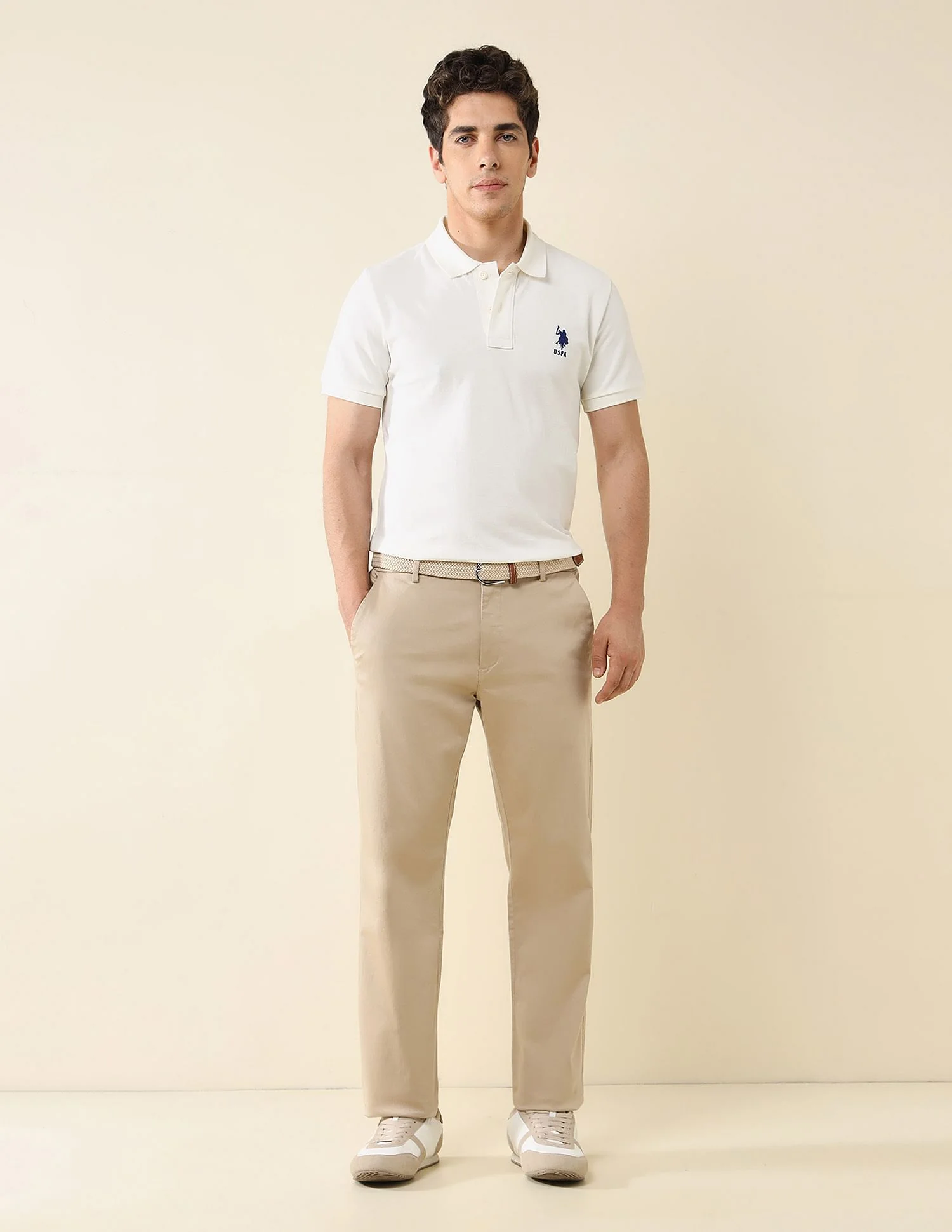 Elasticized Waist Straight Fit Trousers - Image 3