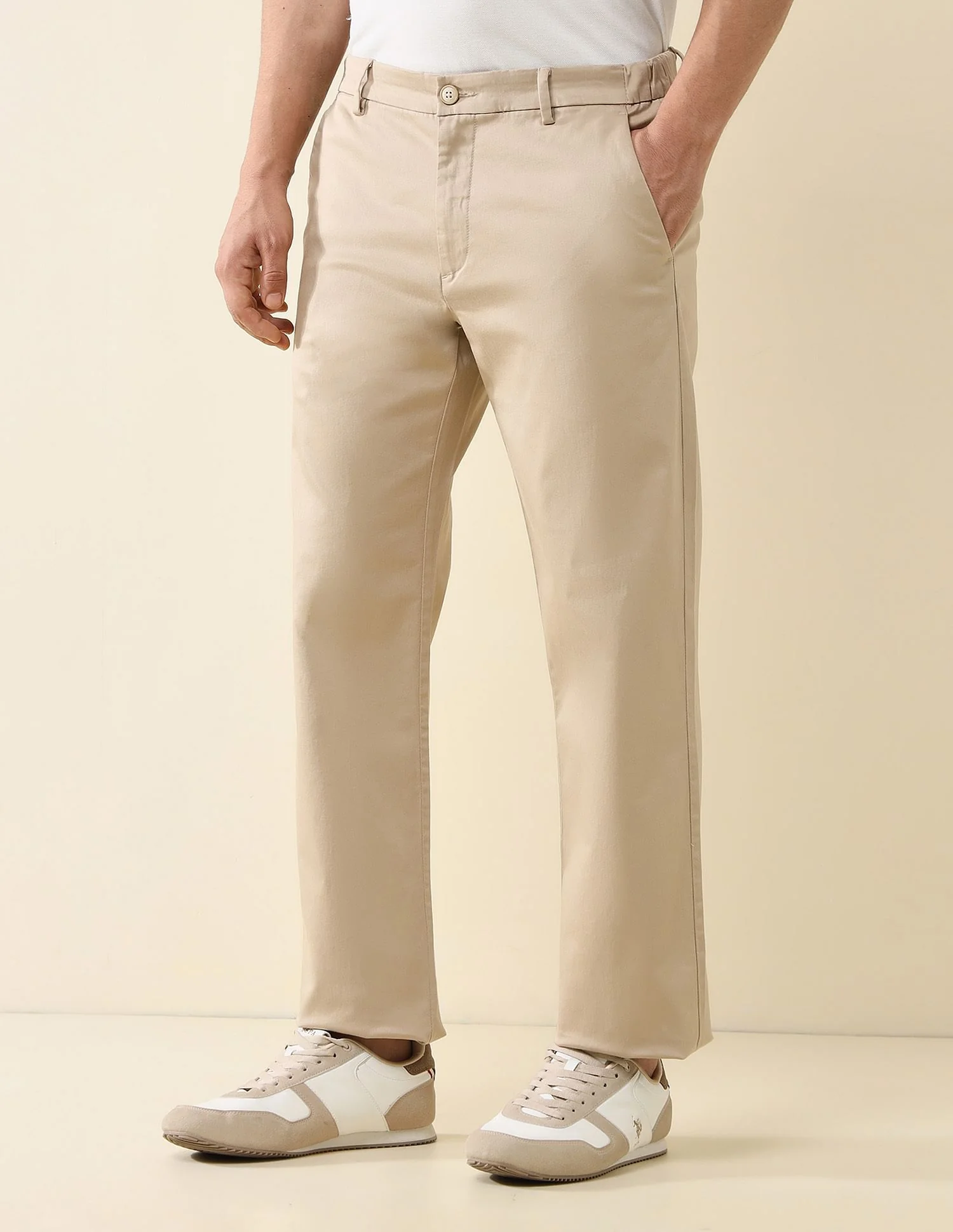 Elasticized Waist Straight Fit Trousers - Image 4