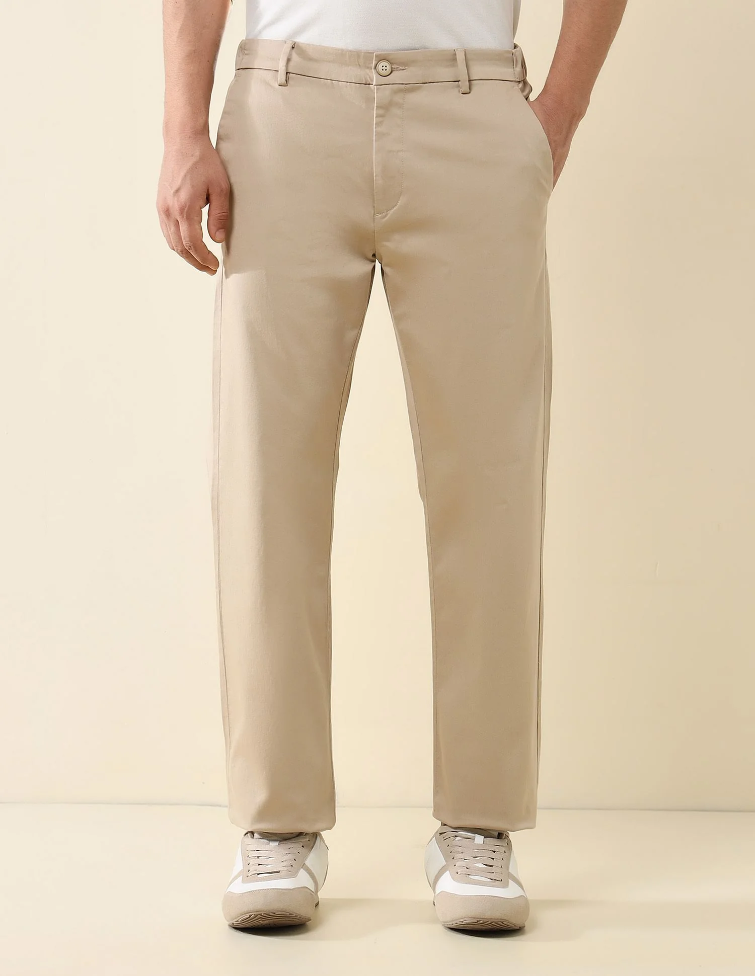Elasticized Waist Straight Fit Trousers - Image 6