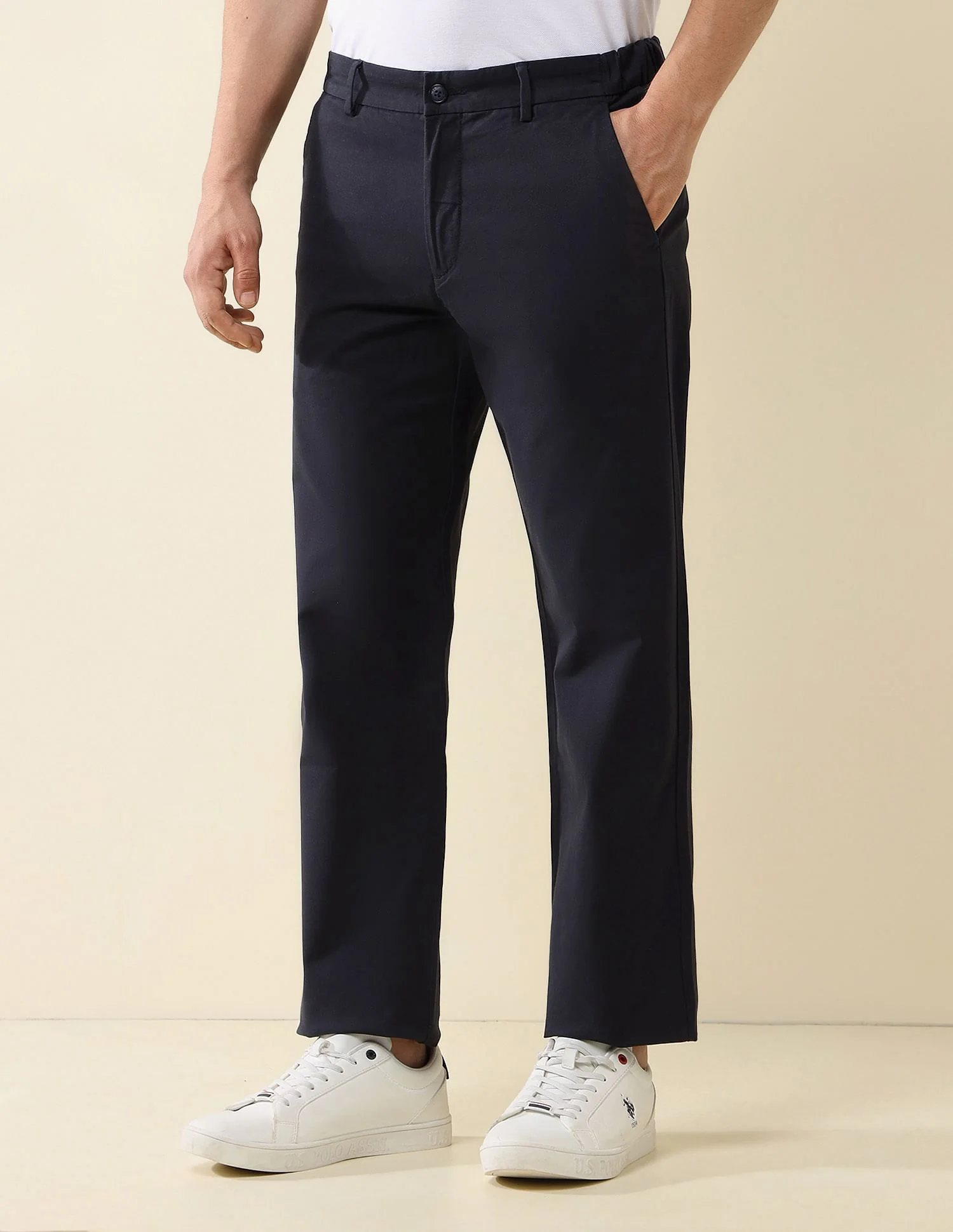 Elasticized Waist Straight Fit Trousers - Image 4