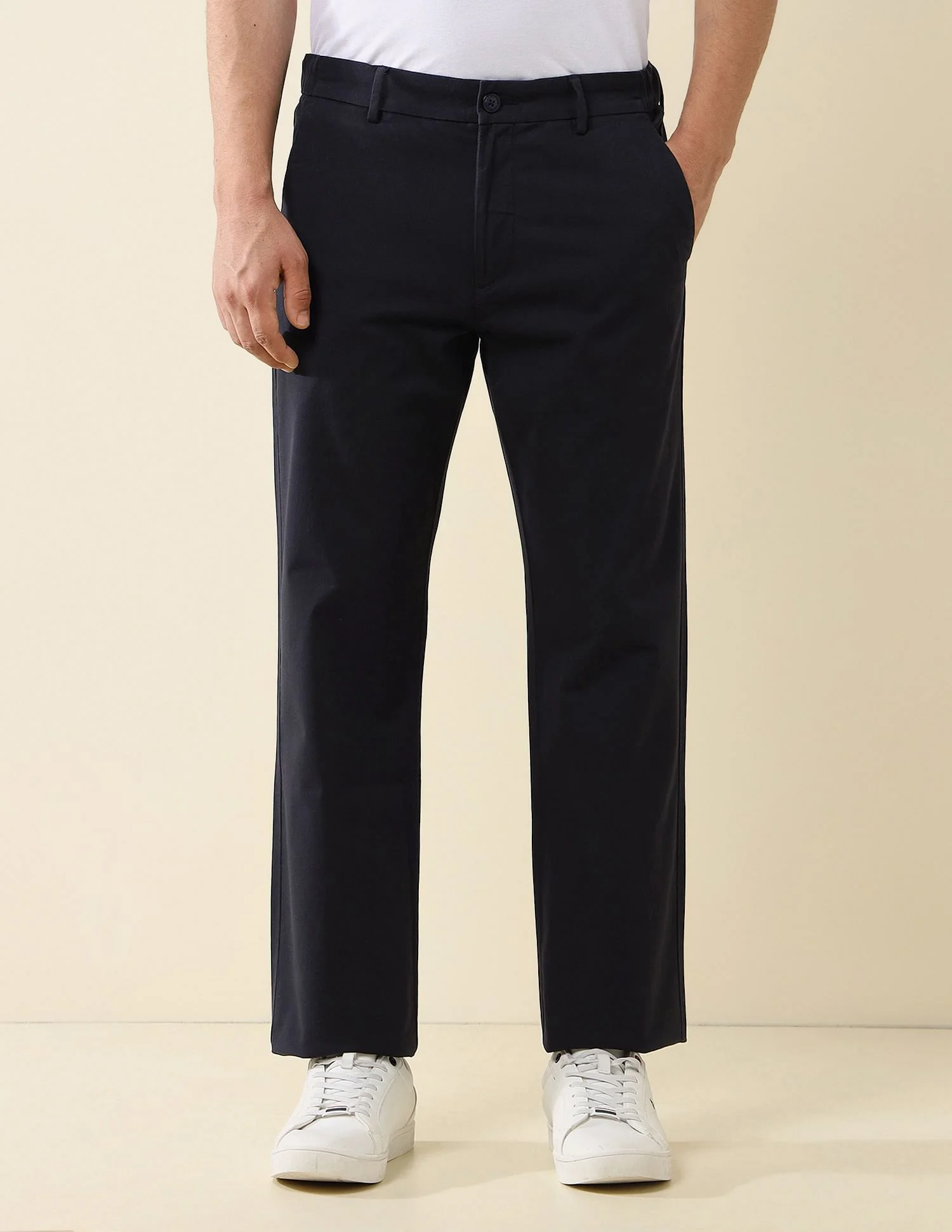 Elasticized Waist Straight Fit Trousers - Image 6