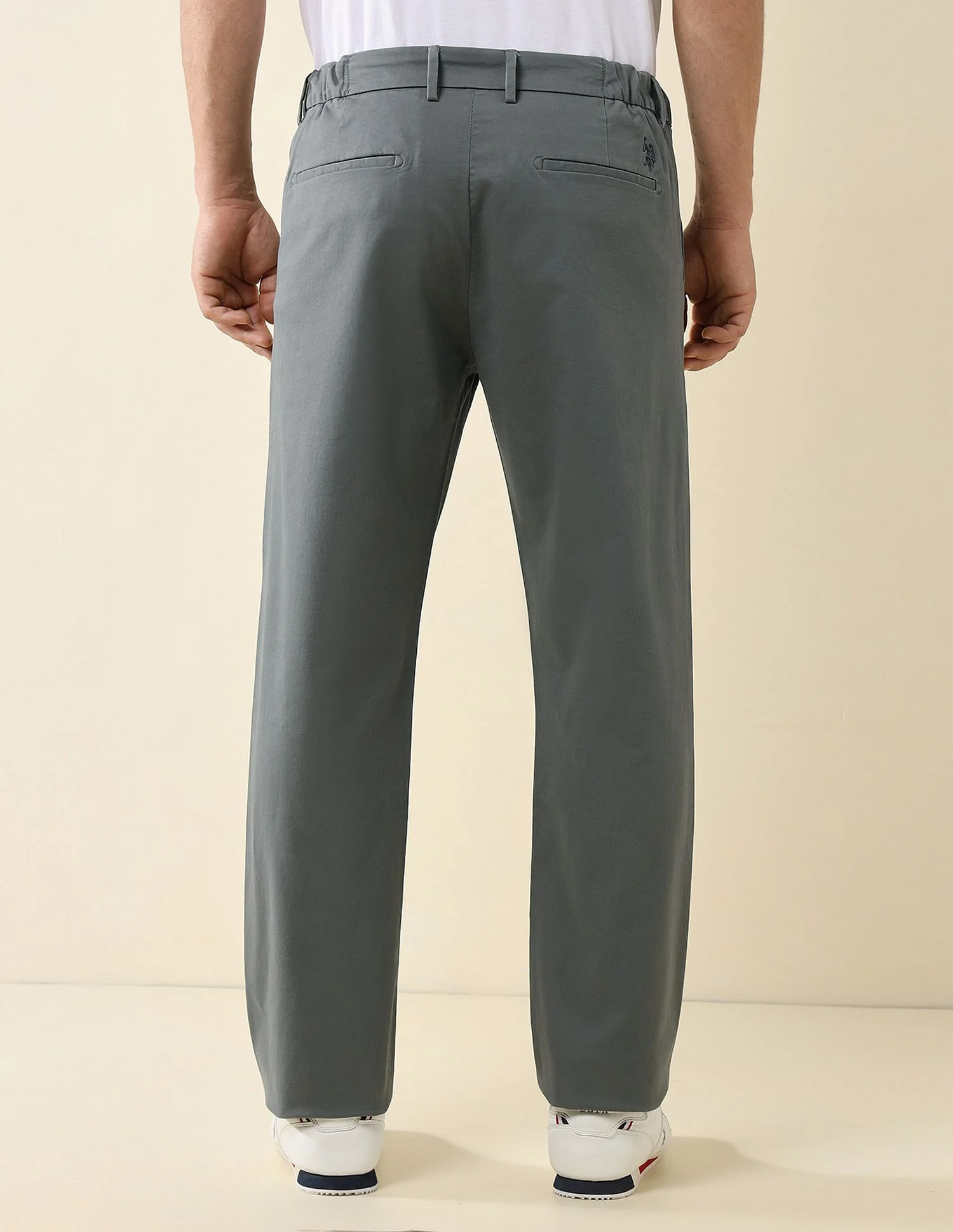 Elasticized Waist Straight Fit Trousers - Image 5